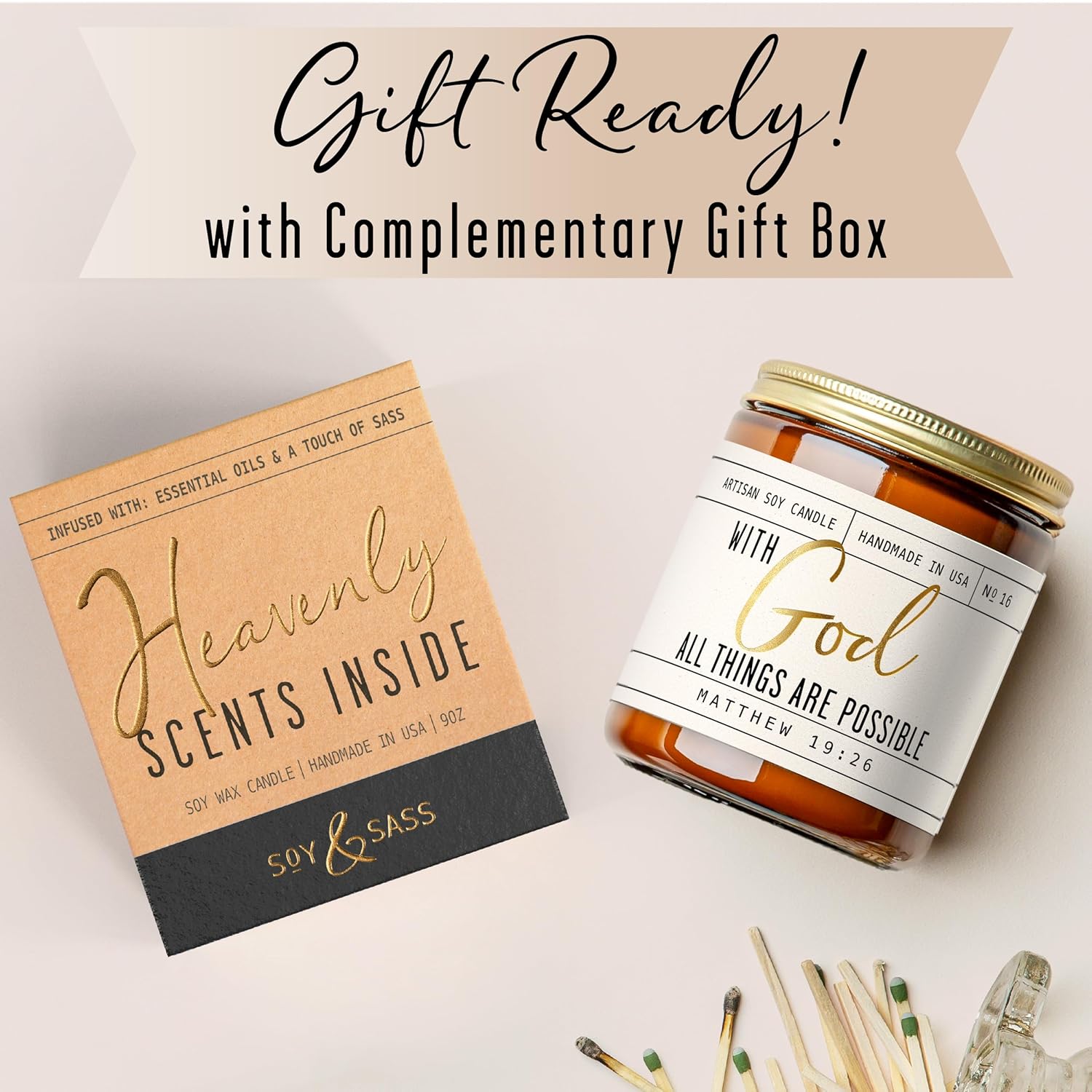 With God Candle Christian Gift for Women USA Made