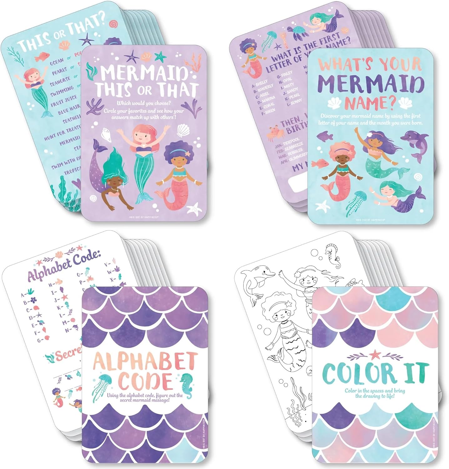 Big Dot of Happiness Mermaid Party Games Bundle