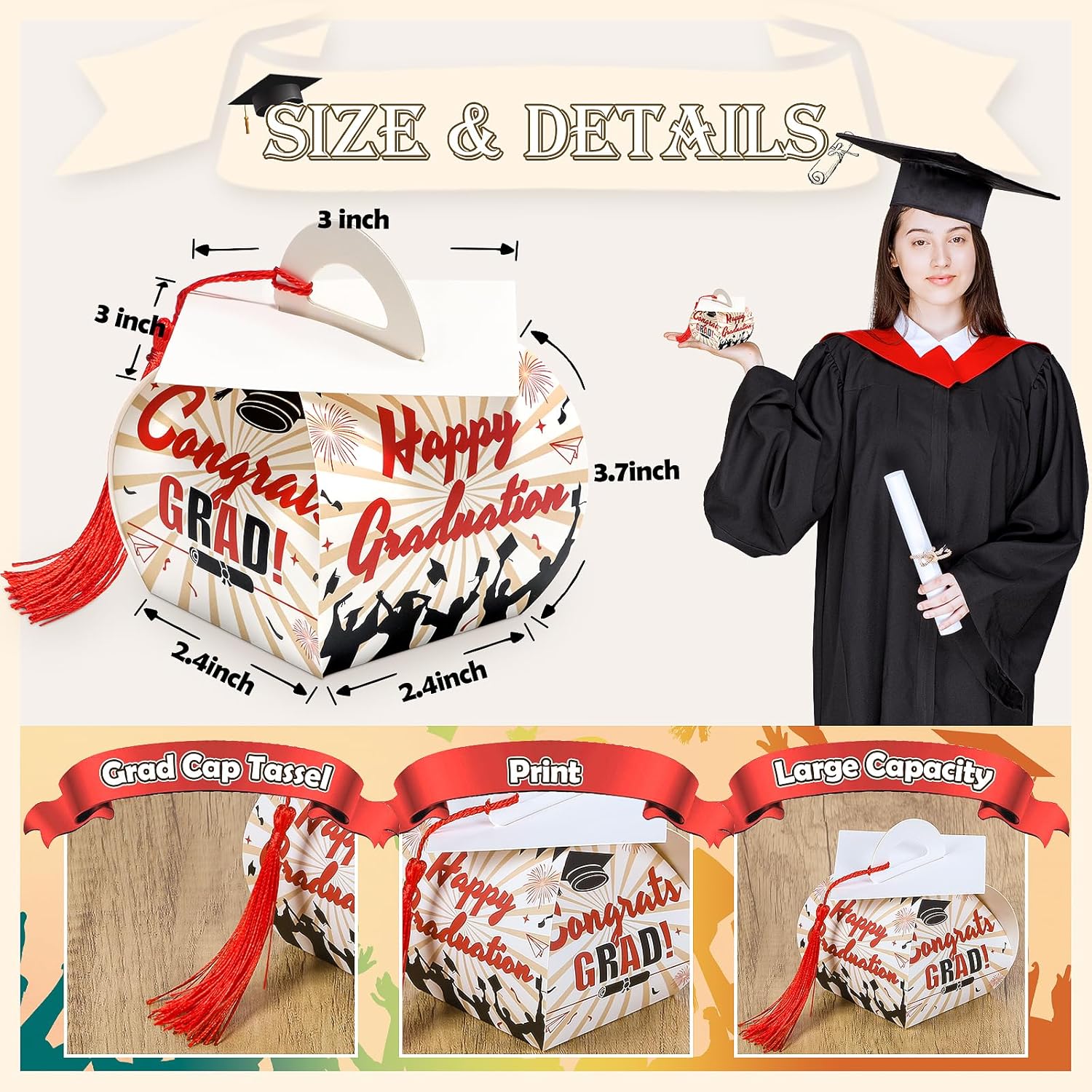 KPOSIYA Graduation Cap Candy Boxes 32 pcs