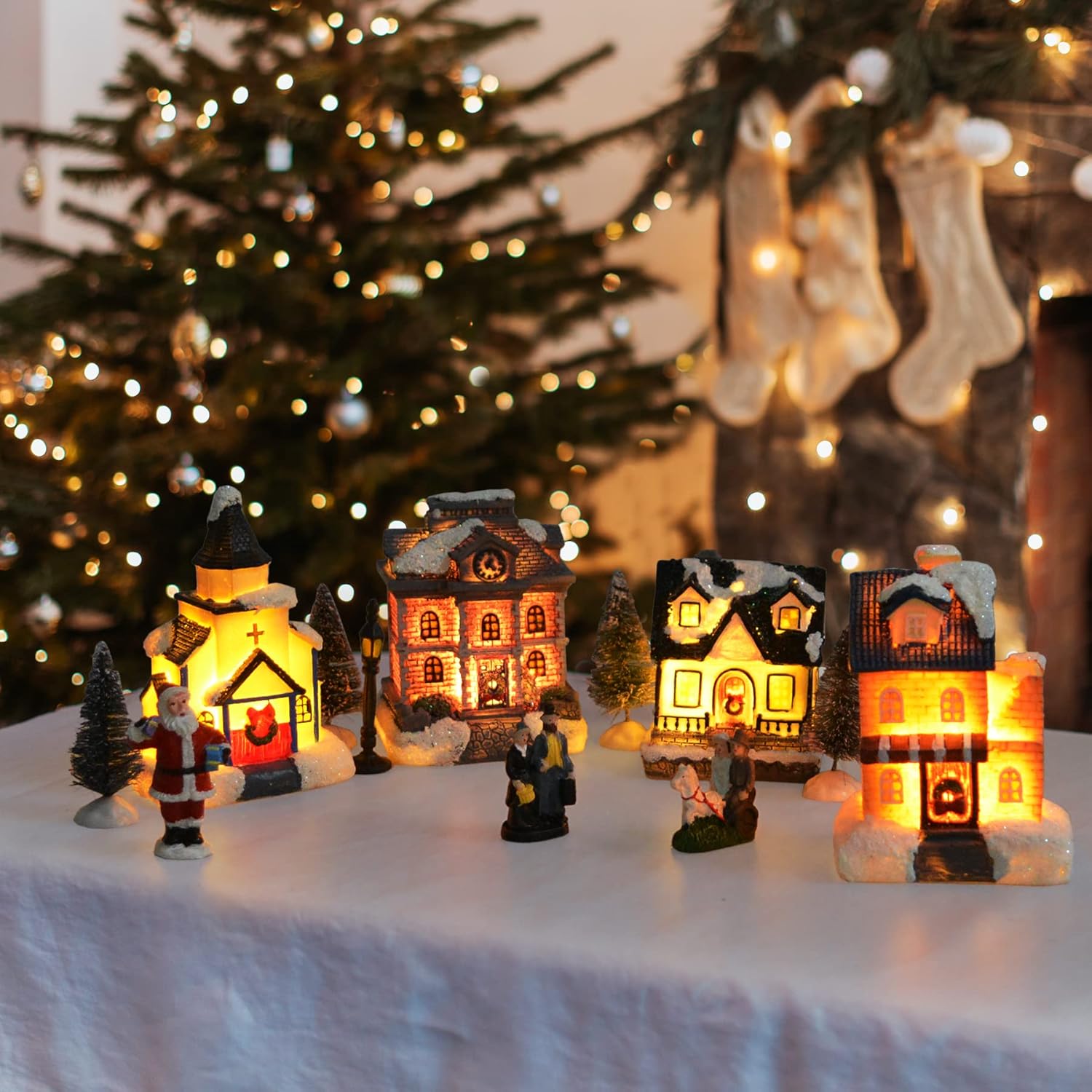 Zornrc Christmas Village Set with LED Lights
