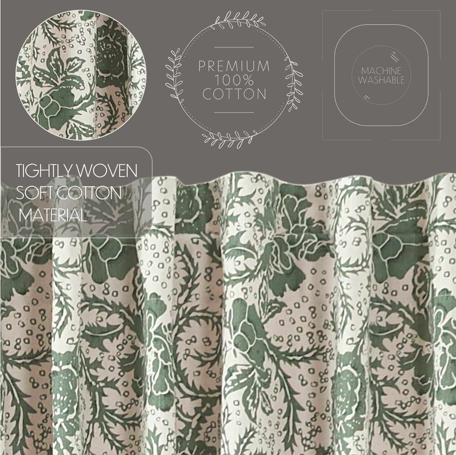 VHC Brands Dorset Valance Curtain Panels Set of 2