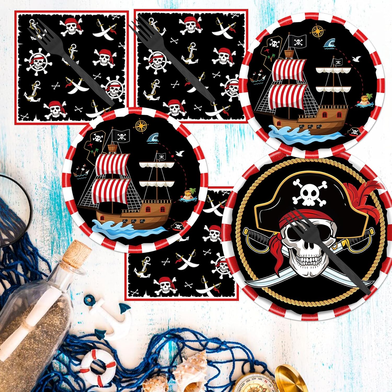 Gameza Pirate Party Tableware Decorations 96PCS Set