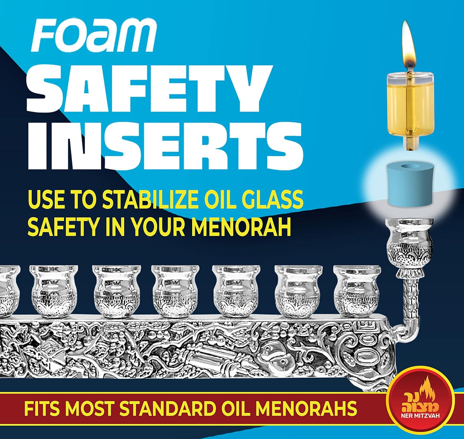 Ner Mitzvah Safety Foam Inserts for Oil Candle Cups 9 Pack