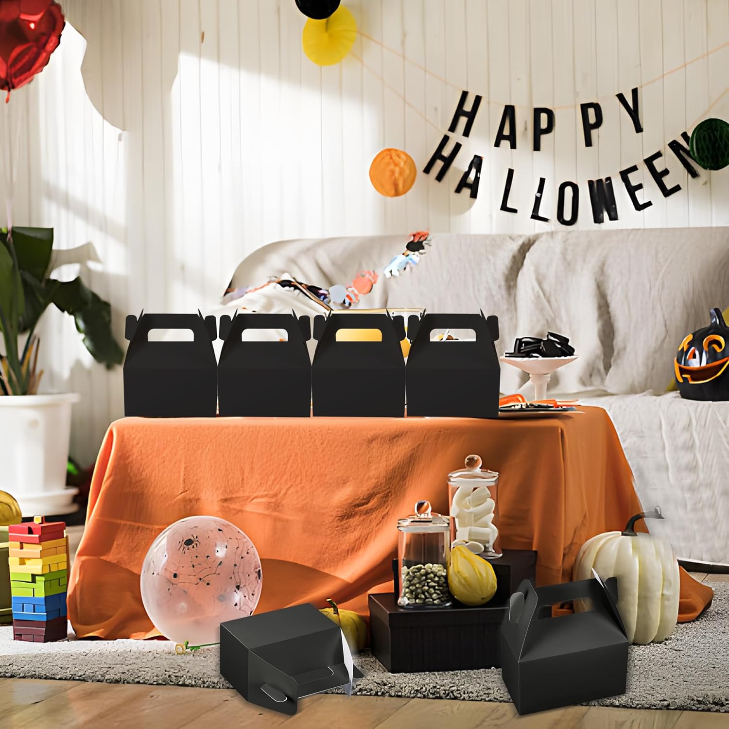 XAGLVV 24 Pcs Black Party Favor Box with Handles