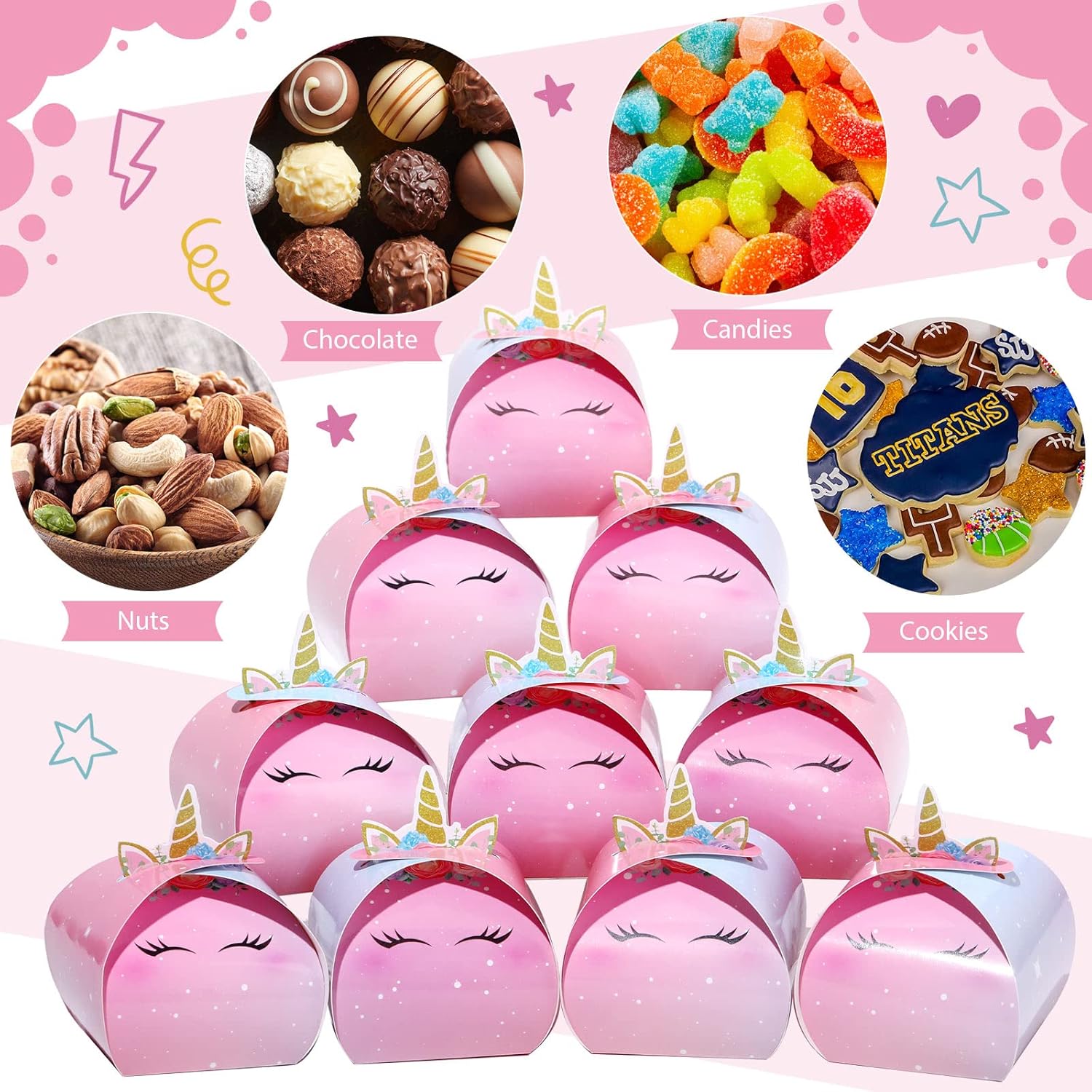 TaoBary Unicorn Candy Treat Box Pack 36 Pieces