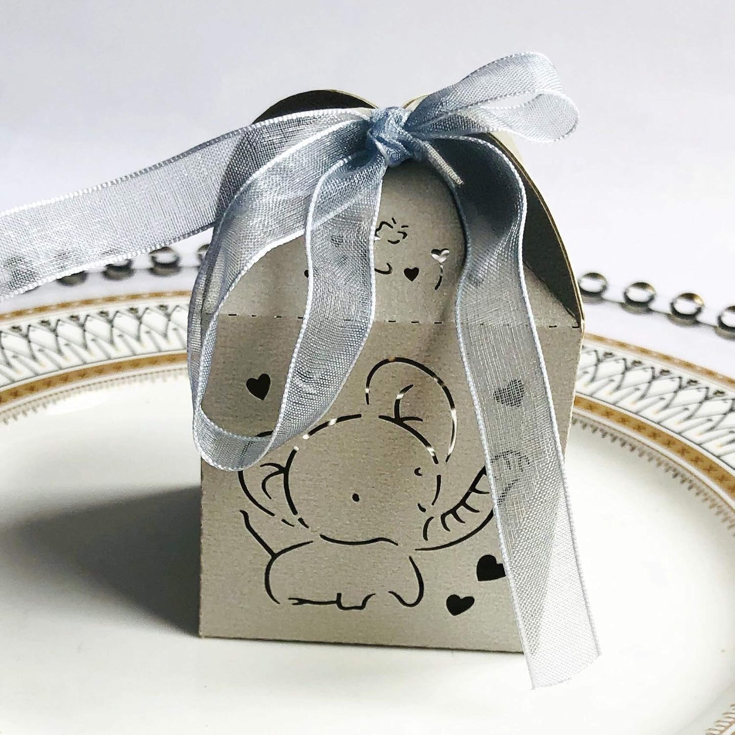 Zorpia 50pcs Hollow Elephant Candy Boxes Wedding Favors