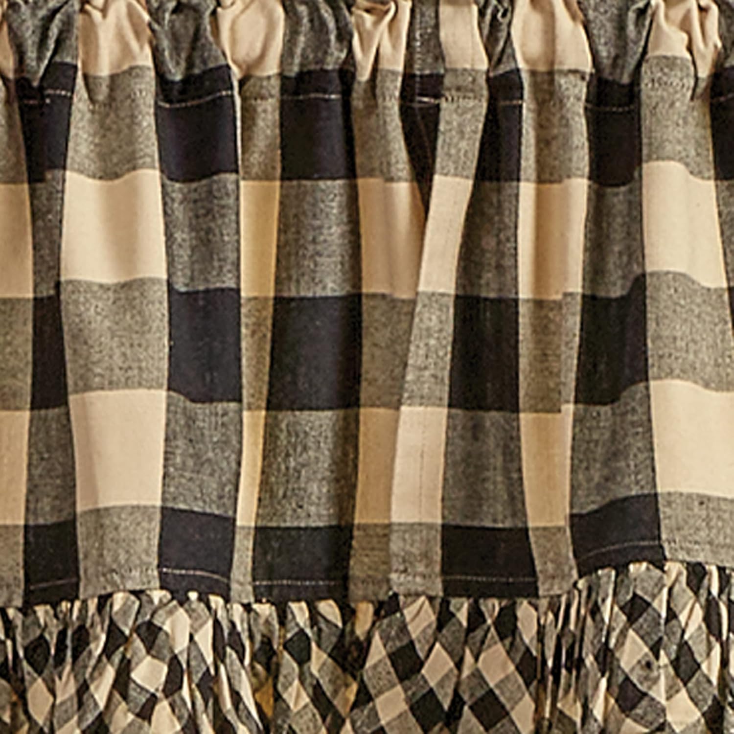 Park Designs Buffalo Check Ruffled Swag Panels - Black 72x36