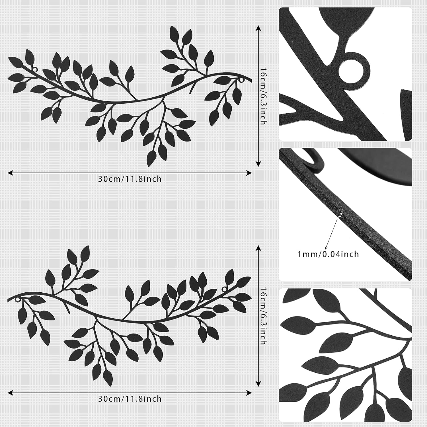 Hotop 2 Piece Metal Leaf Wall Decor Scroll Sculptures