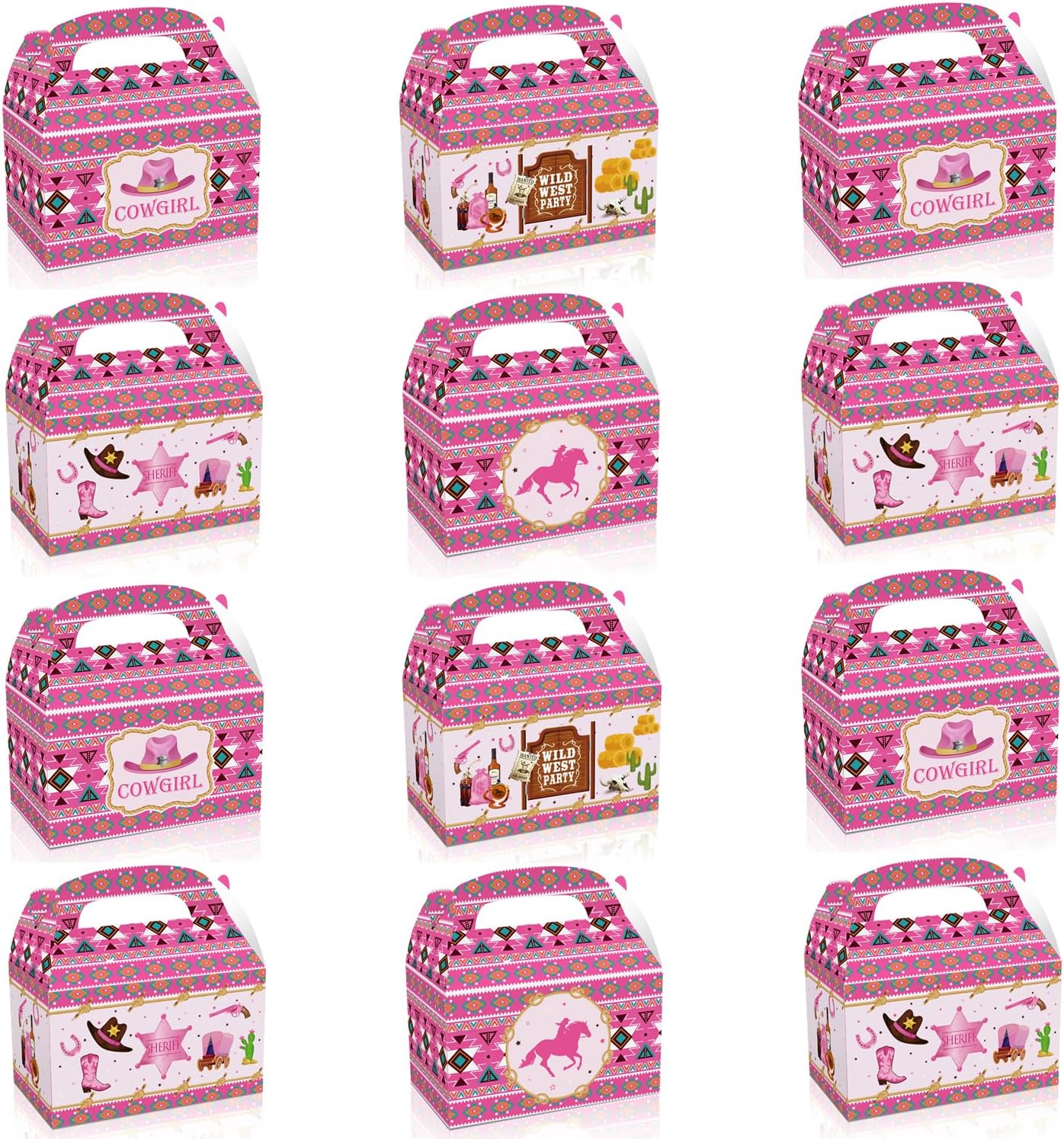 ATSMOICY 12 Pack Pink Cowgirl Favor Boxes