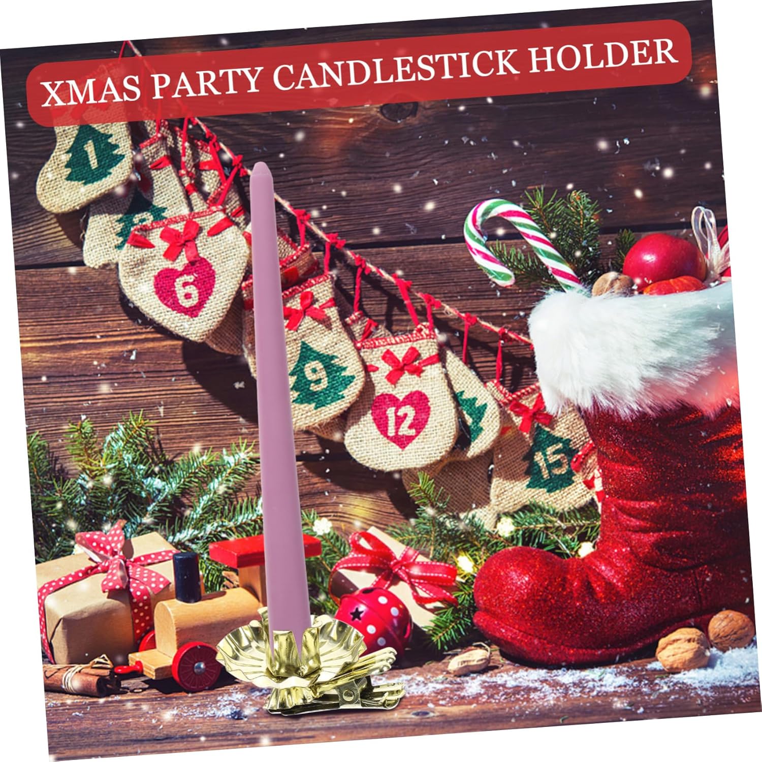 Christmas Candlestick Holder Clip Set for Tree Decor