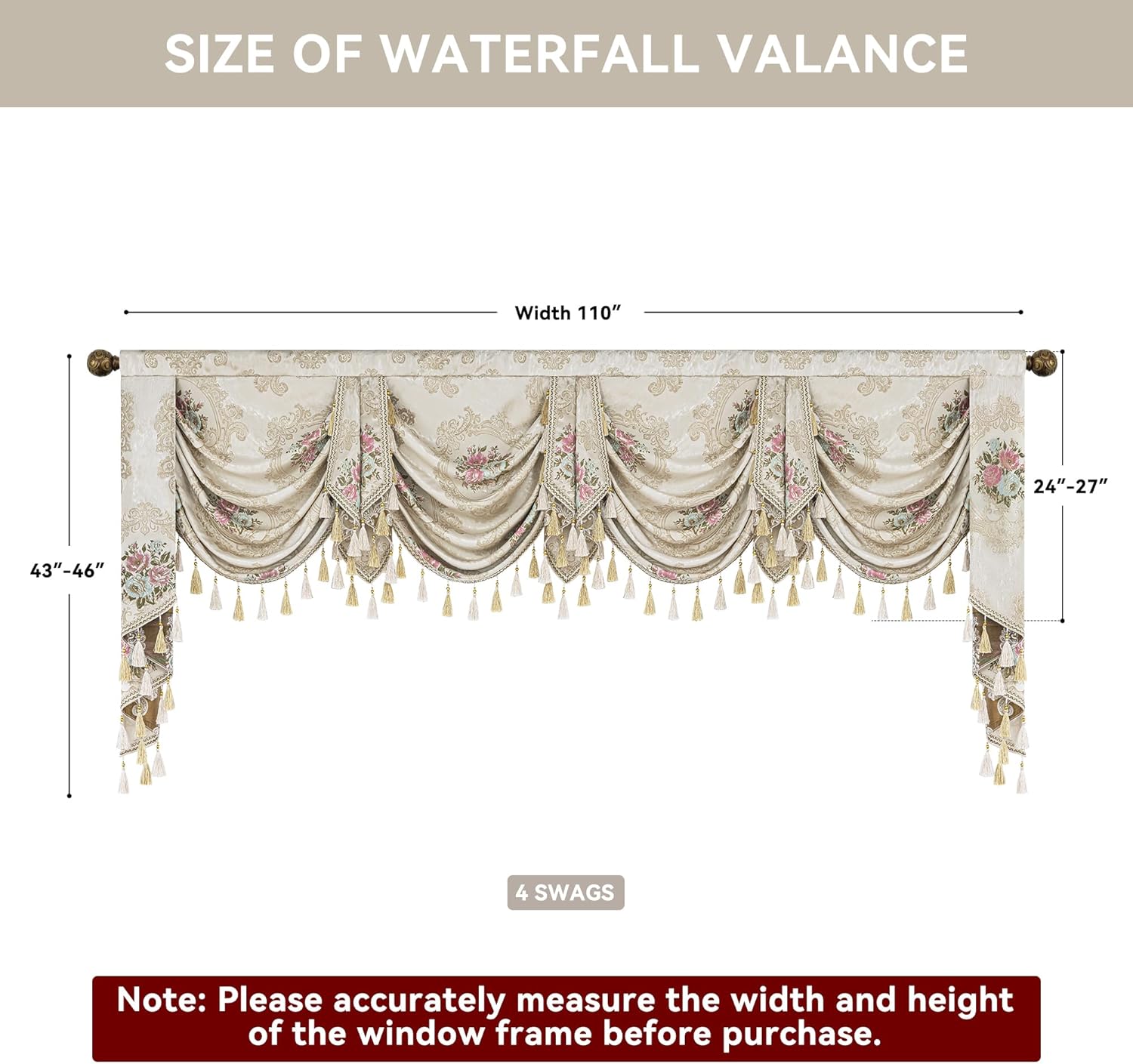 Loom and Mill Pearly Beige Jacquard Valance with Tassels