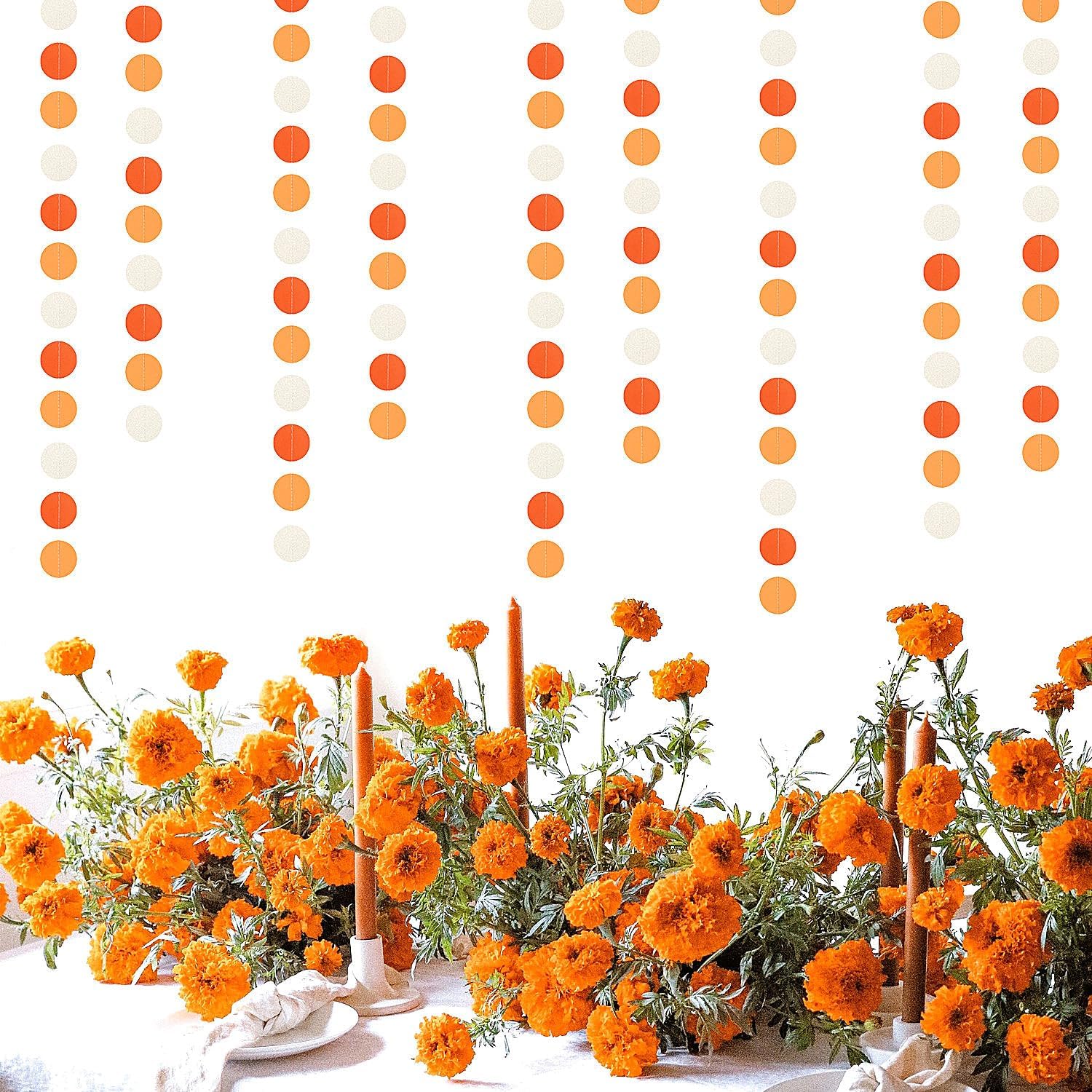 Orange White Fall Party Decorations Garland 52ft