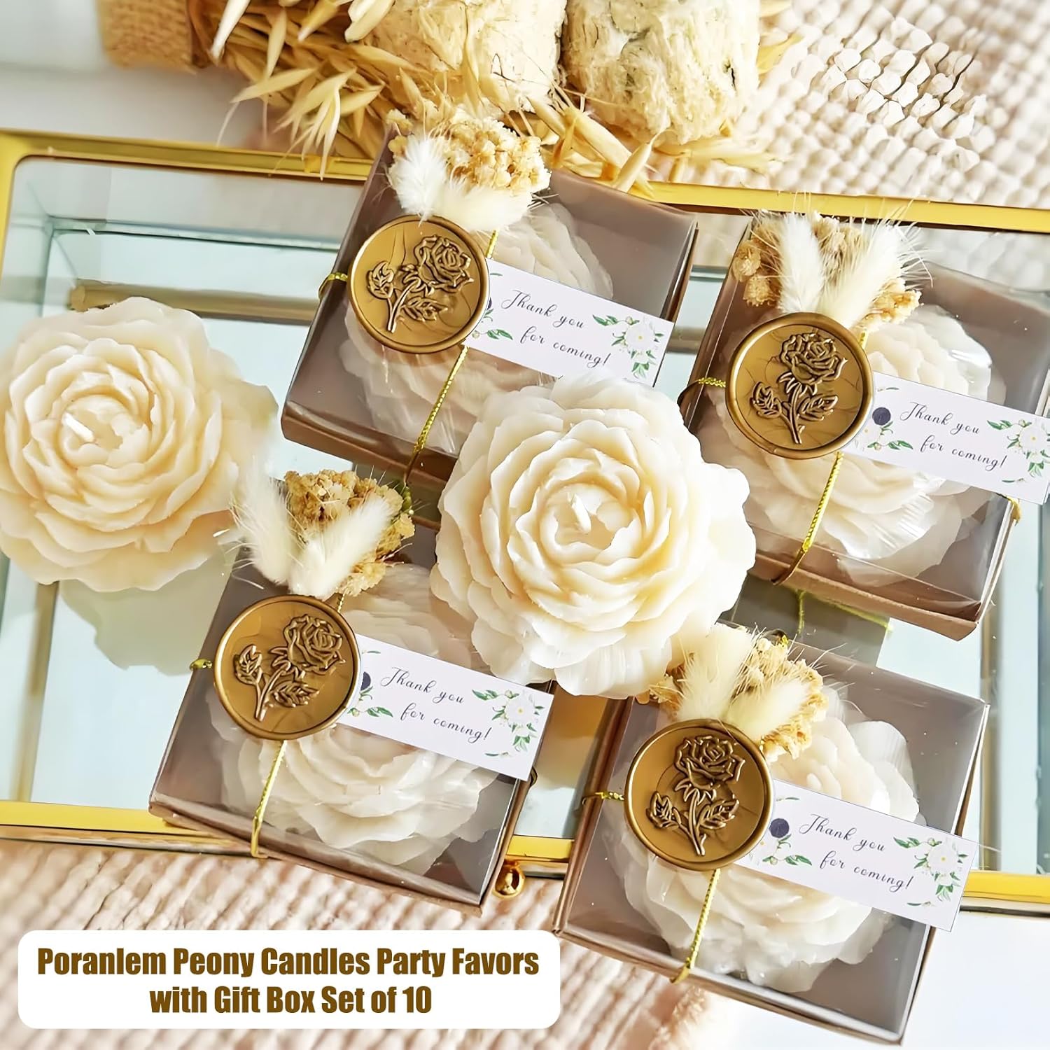Peony Candles Party Favors Set of 10