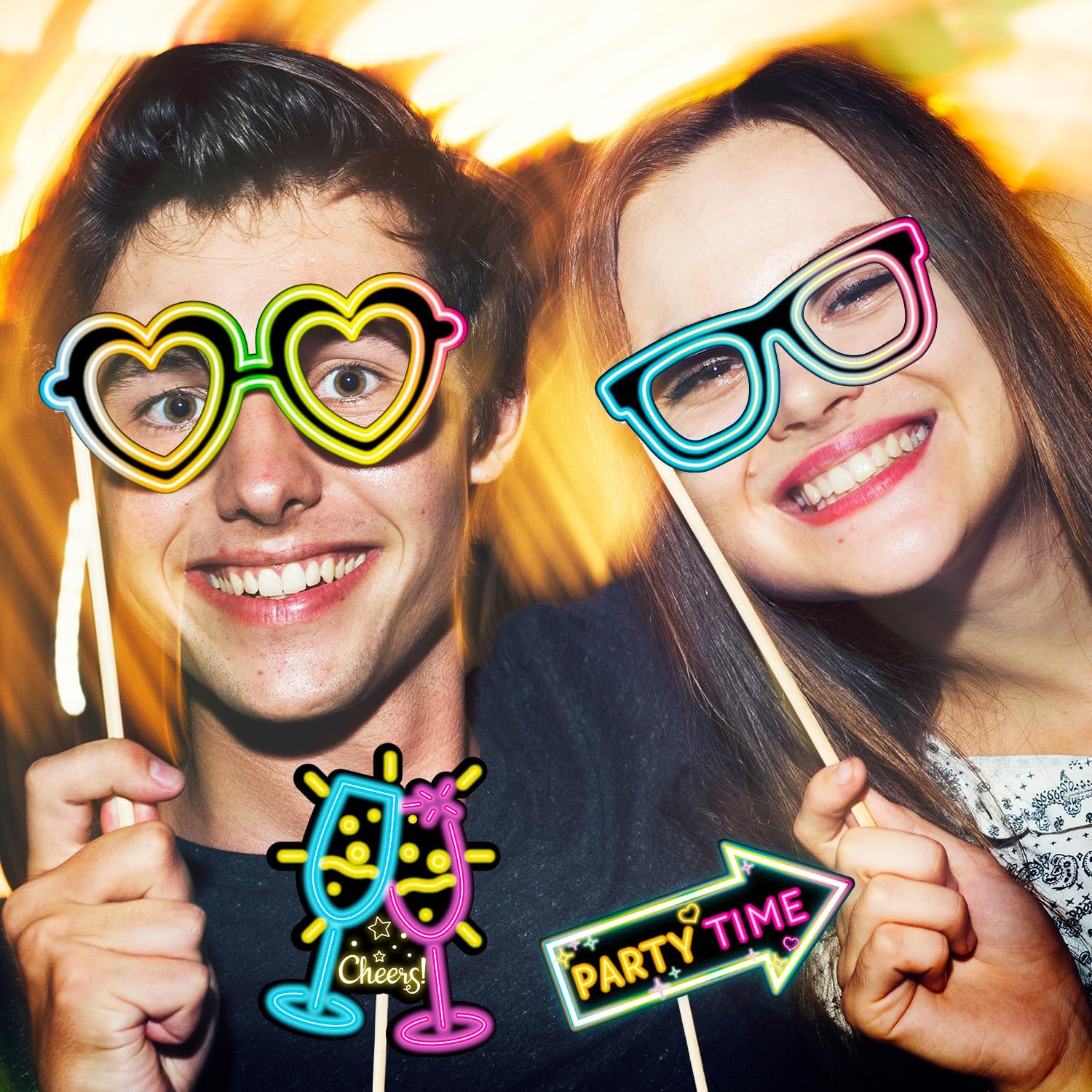 Wilburies Neon Glow Photo Booth Props Kit