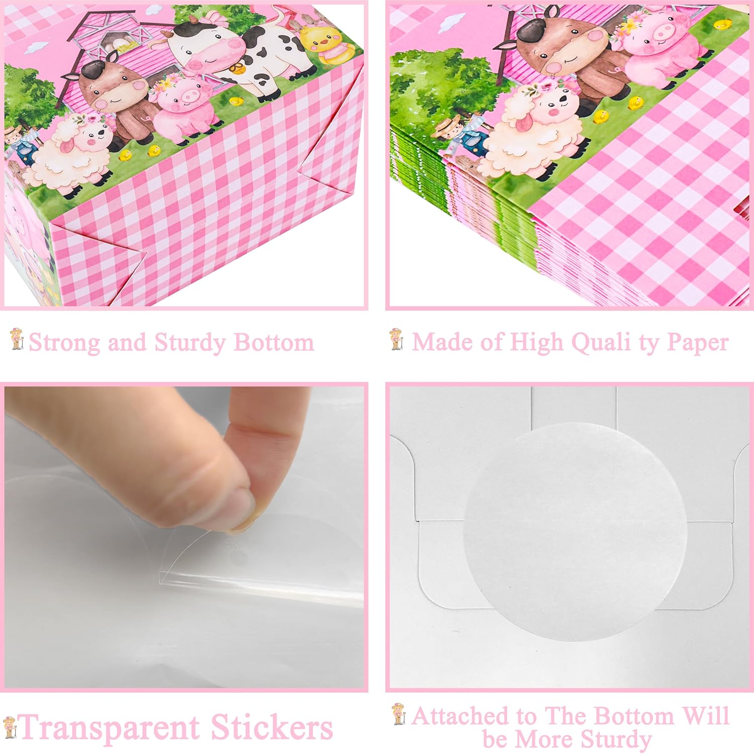 24Pcs Farm Animals Gable Boxes Party Favors
