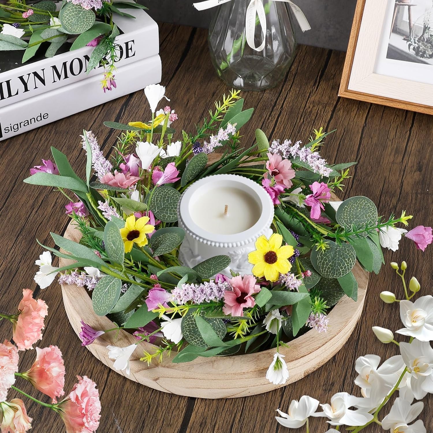 6 Pcs Spring Summer Artificial Flowered Swag Wreaths