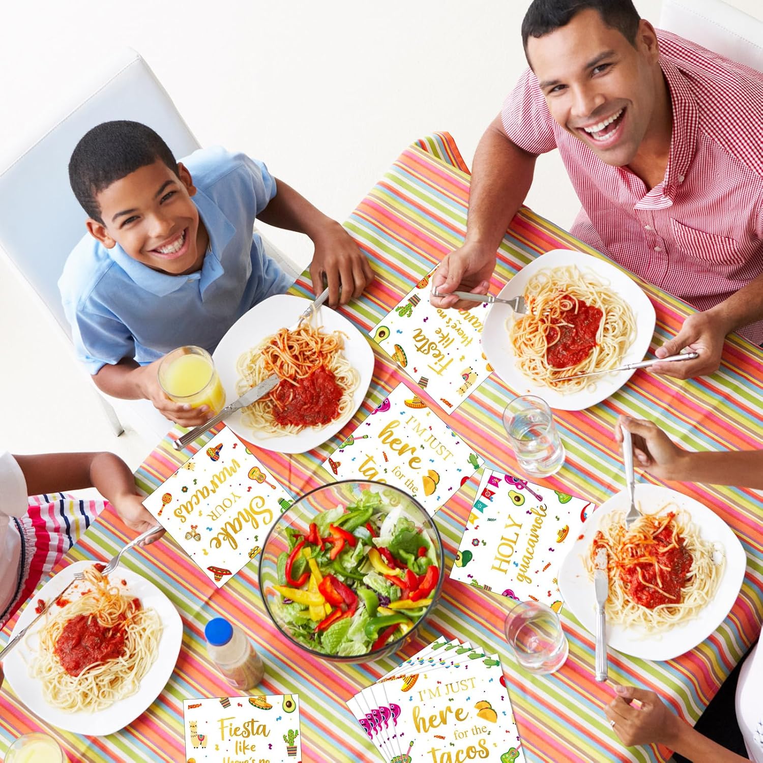 60Pcs Mexican Fiesta Party Napkins with Taco Design