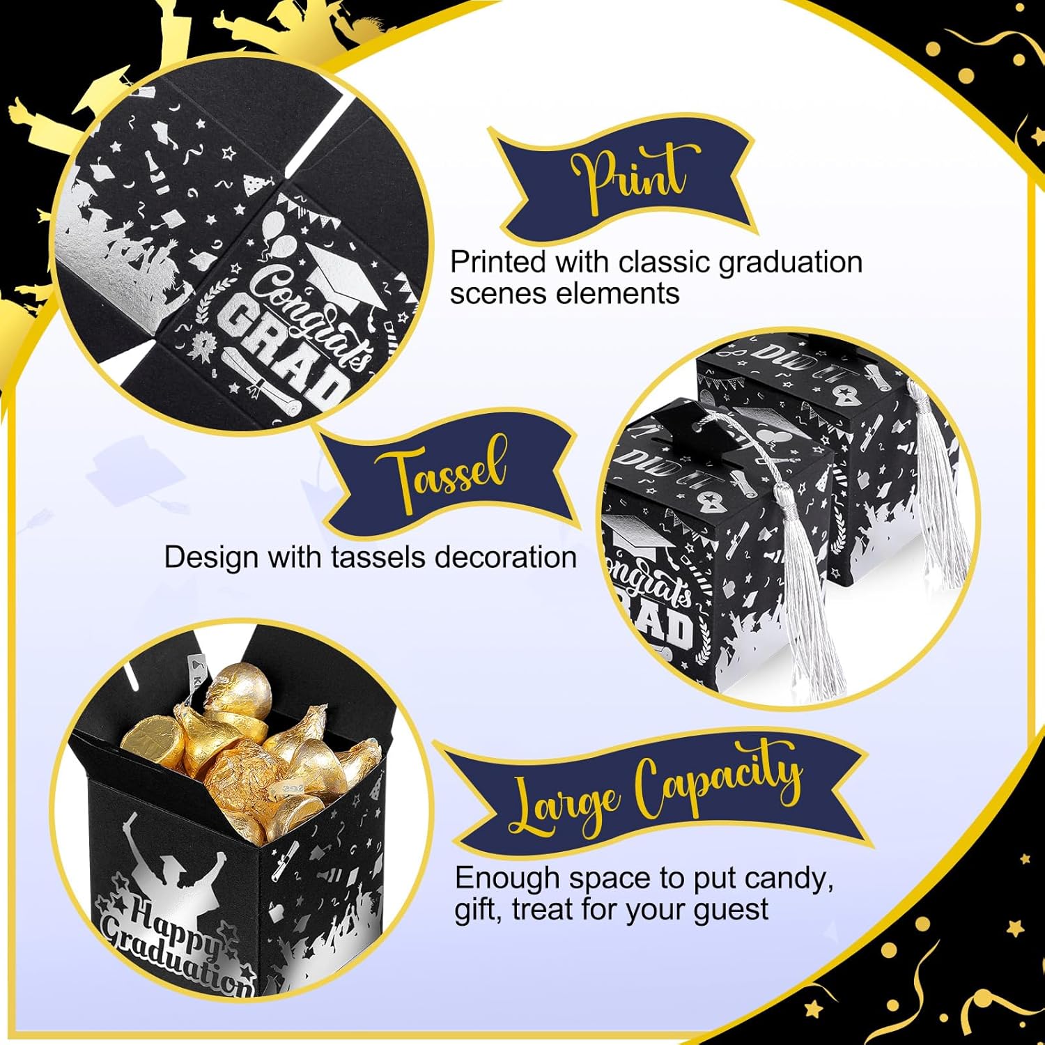 Tenceur 30 Pcs Graduation Cap Party Favor Box Set