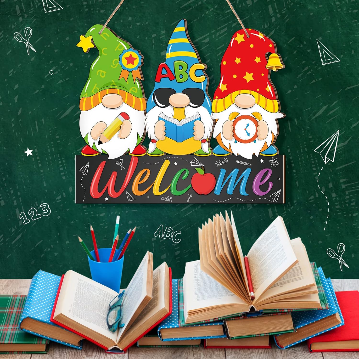 Panelee Back to School Gnome Welcome Sign Decor