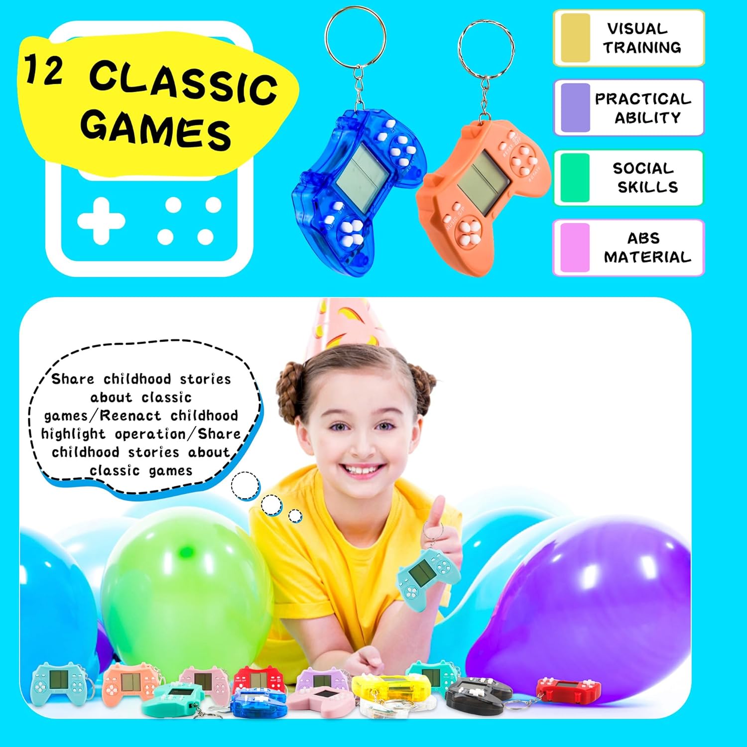 12 Pack Mini Gamepad Keychains for Parties and Gifts
