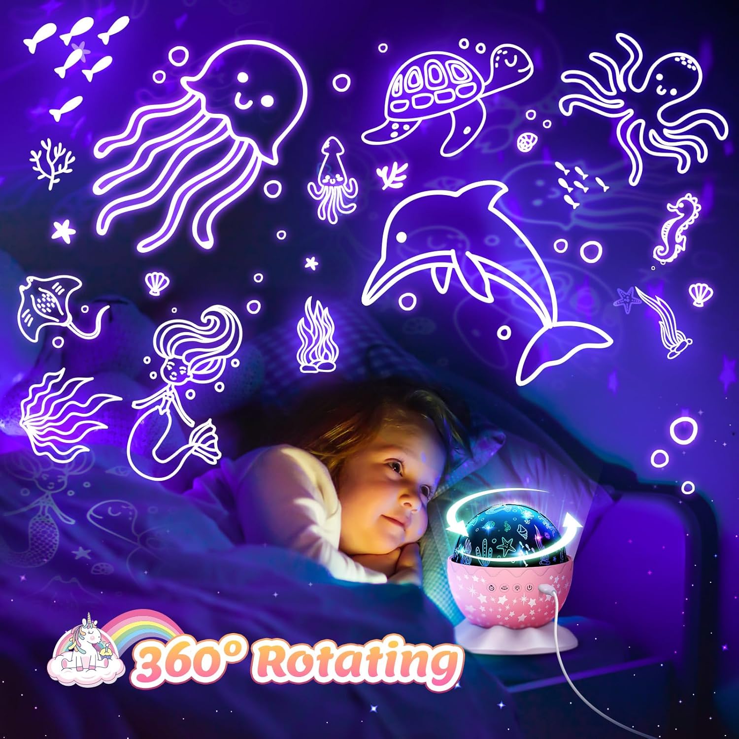 Unicorn Egg Night Light Toy with Timer and Projection