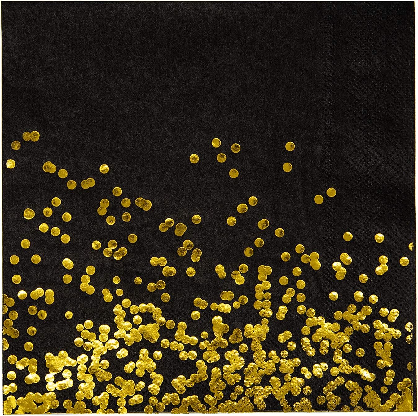 Black and Gold Confetti Napkins 50 Pack 3-Ply