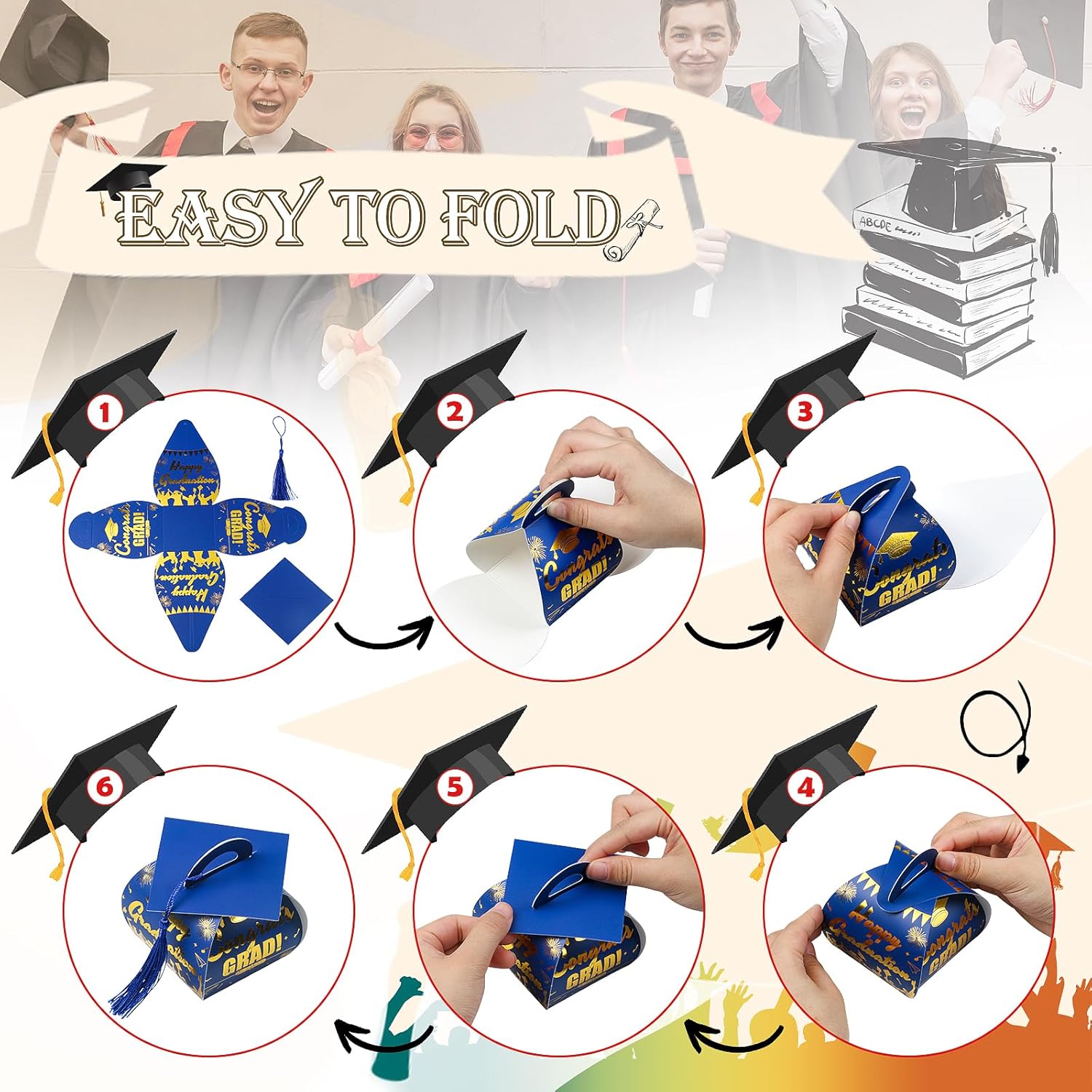 KPOSIYA Graduation Cap Candy Boxes 32 pcs
