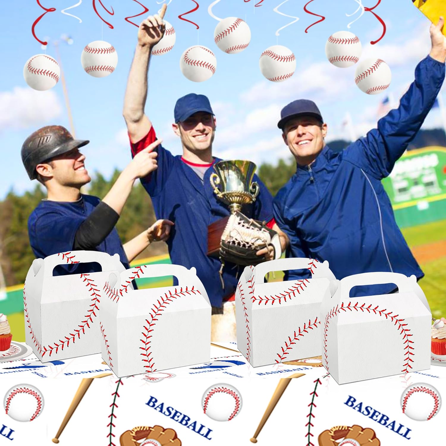 24Pcs Baseball Party Favor Boxes with Handles