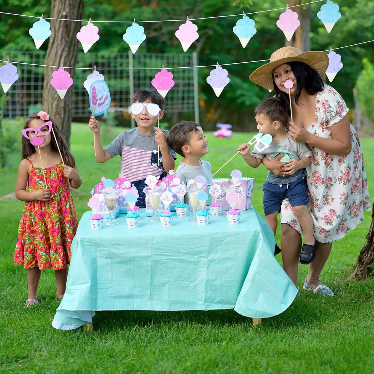 Big Dot of Happiness Ice Cream Photo Booth Props Kit 20 Count