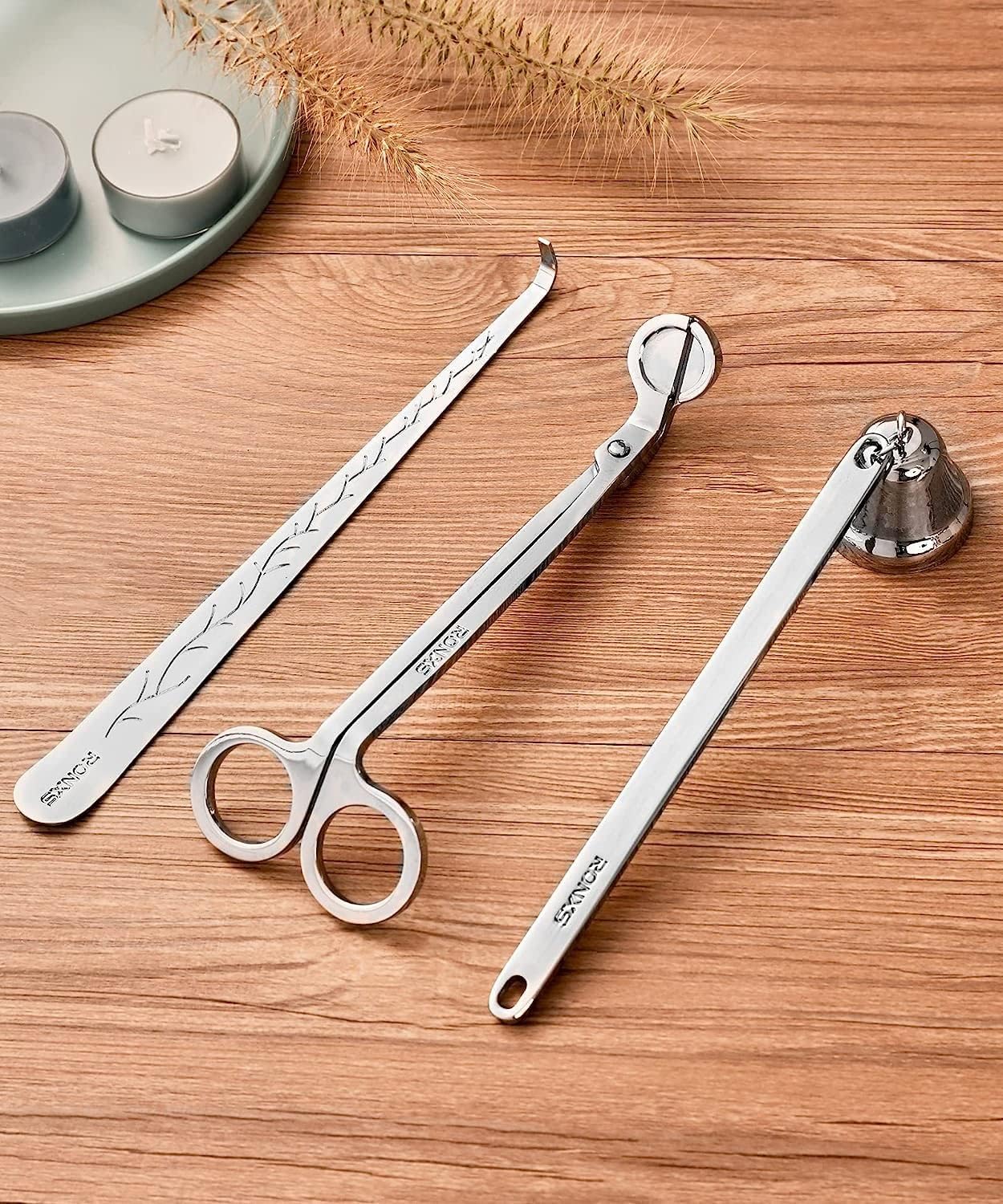 RONXS 3 in 1 Candle Wick Trimmer Set with Gift Package Silver