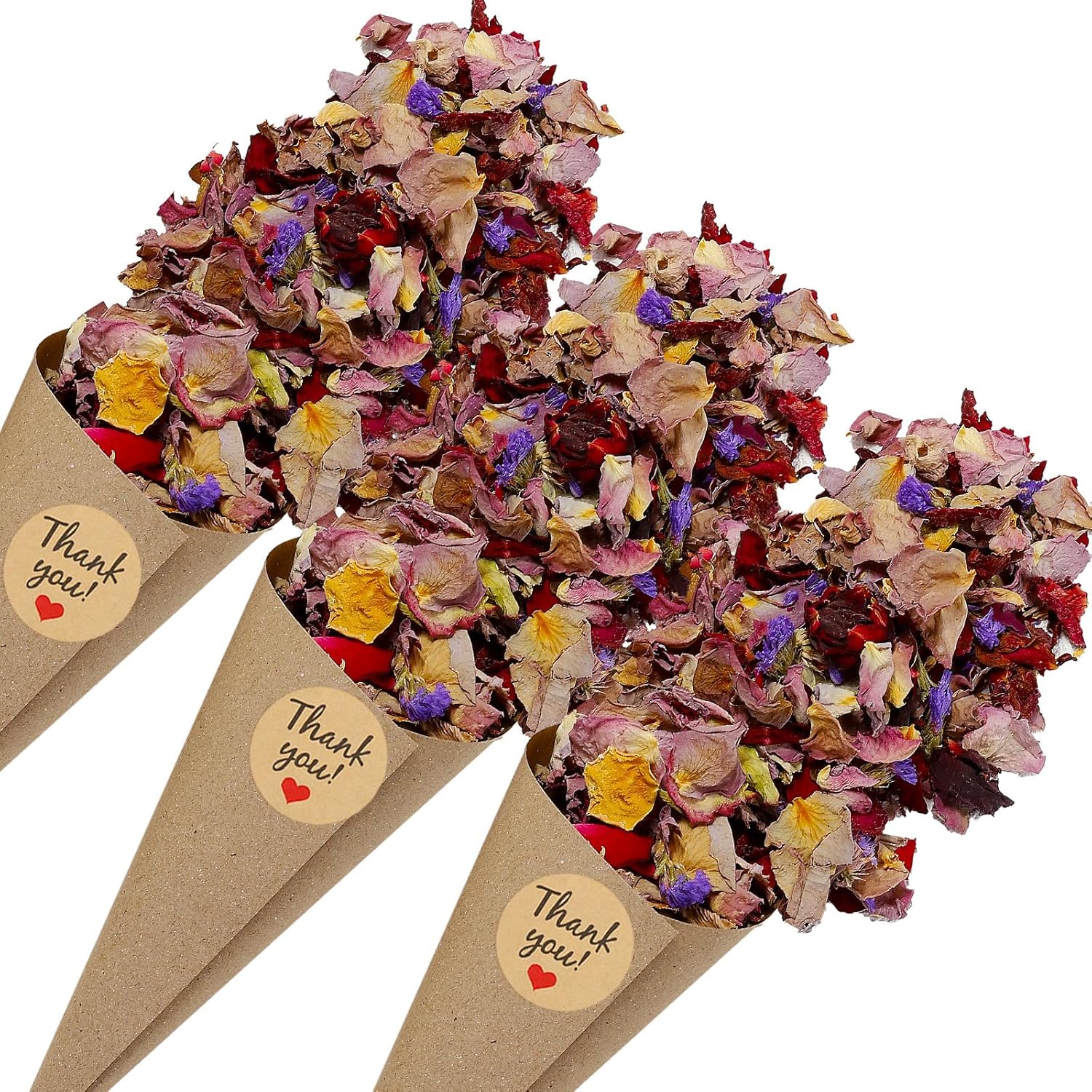 PATIKIL Dried Flower Confetti Cones Purple 30Pcs