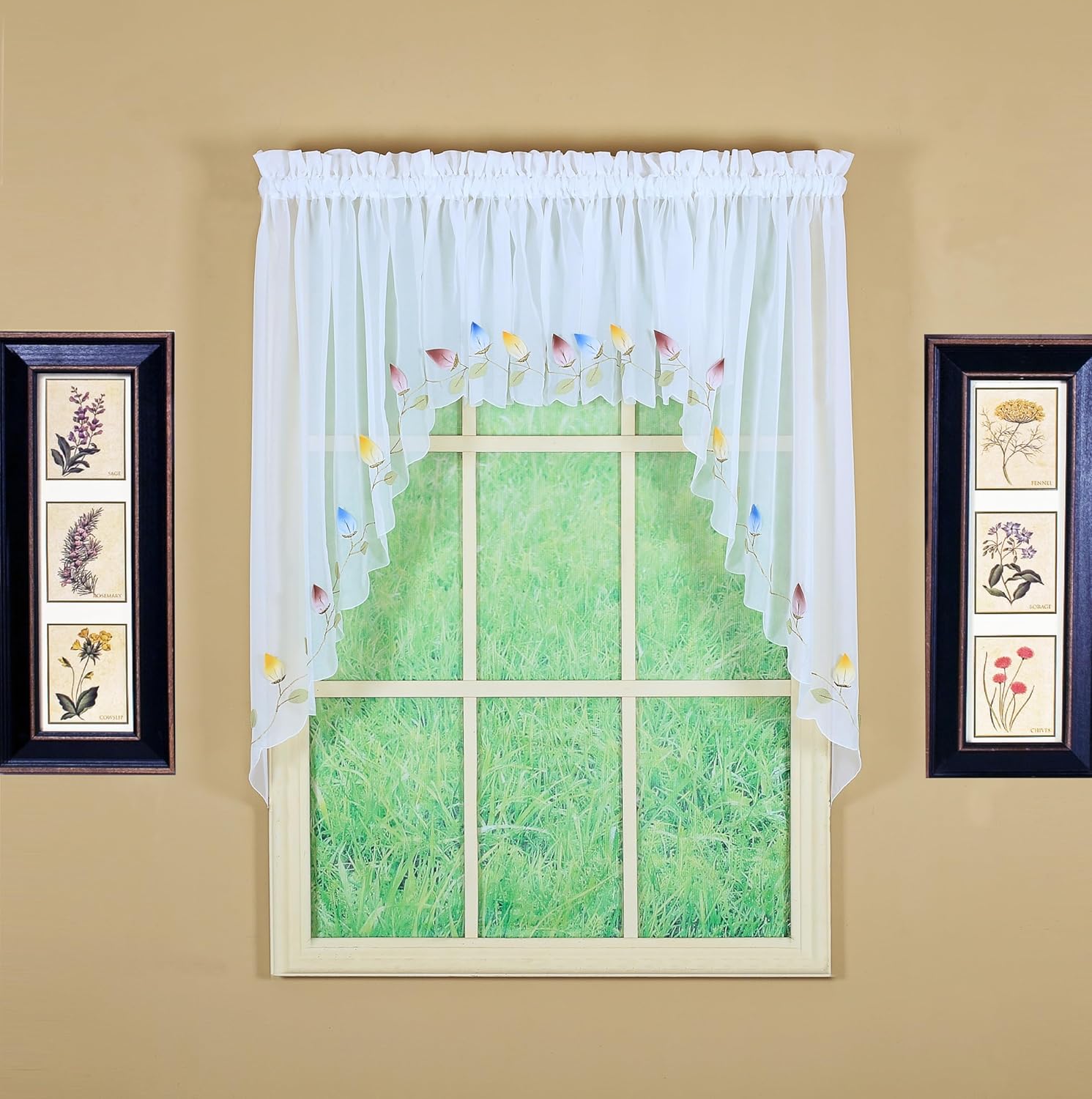 Todays Curtain Vineyard 3-D Appliqu Valance 38 White