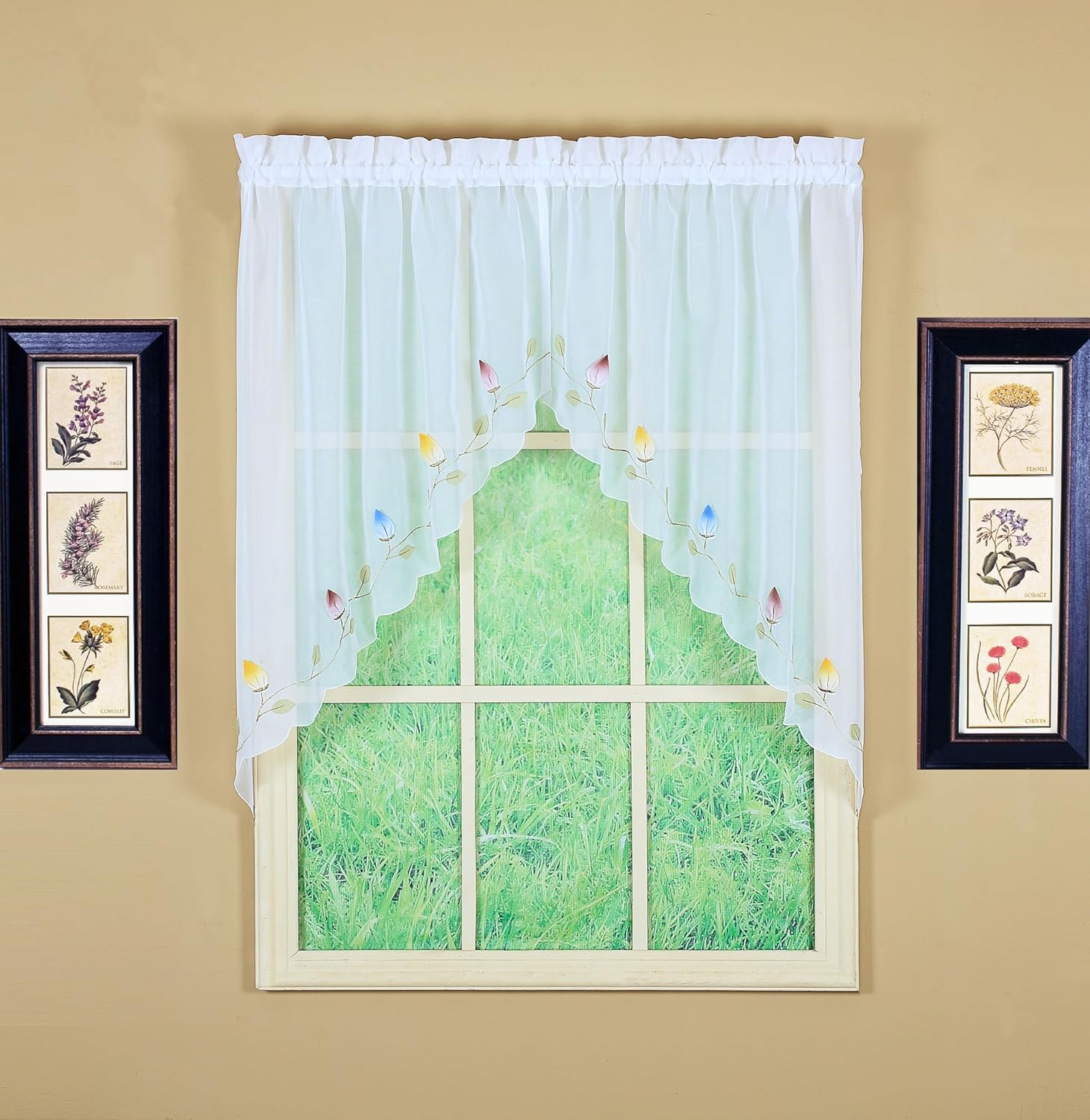 Todays Curtain Vineyard 3-D Appliqu Valance 38 White