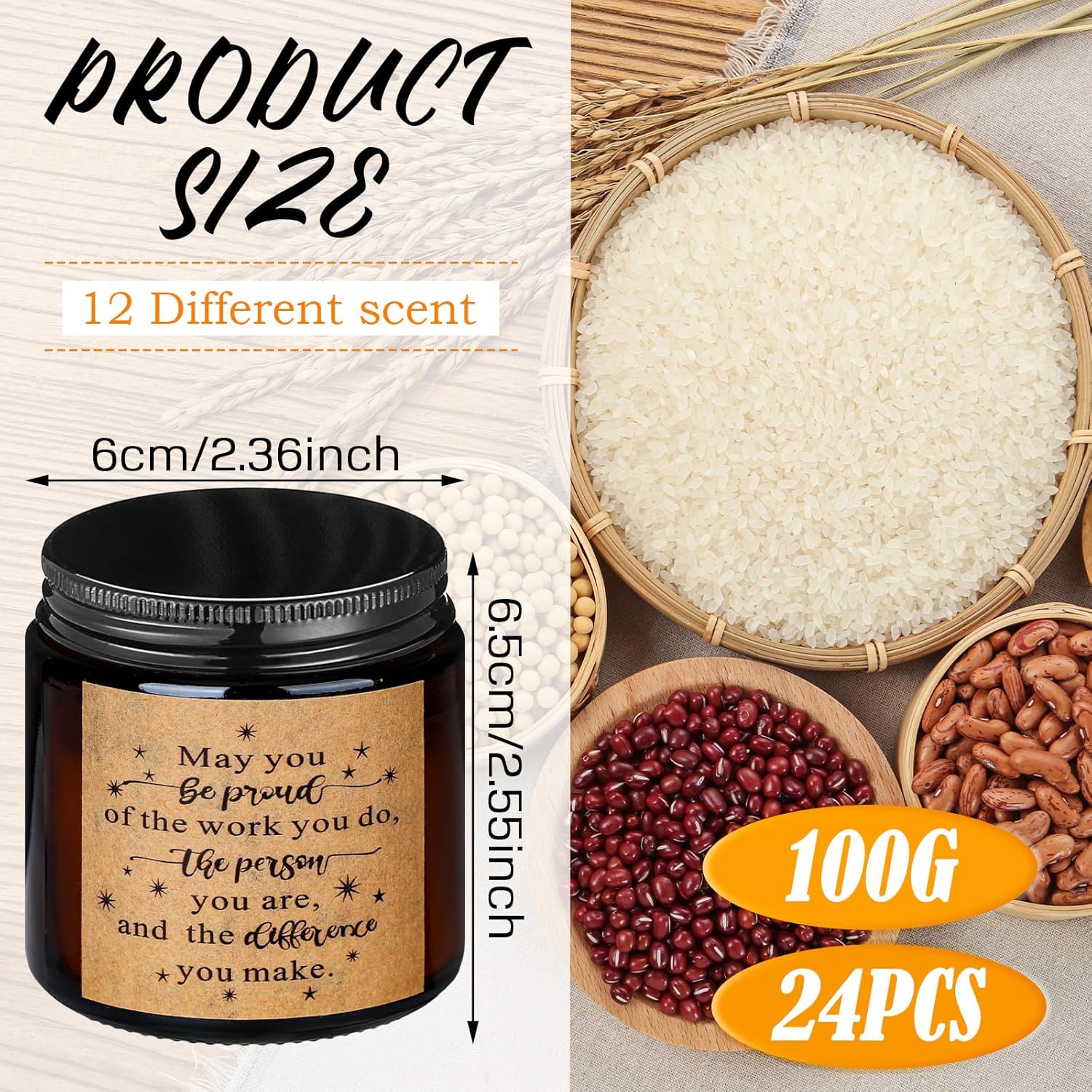 MTLEE 24 Pcs Thank You Jar Candles 35 oz