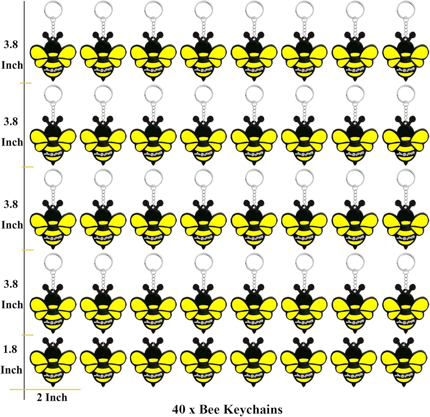 40 Pack Bumble Bee Keyring Party Favor Gift
