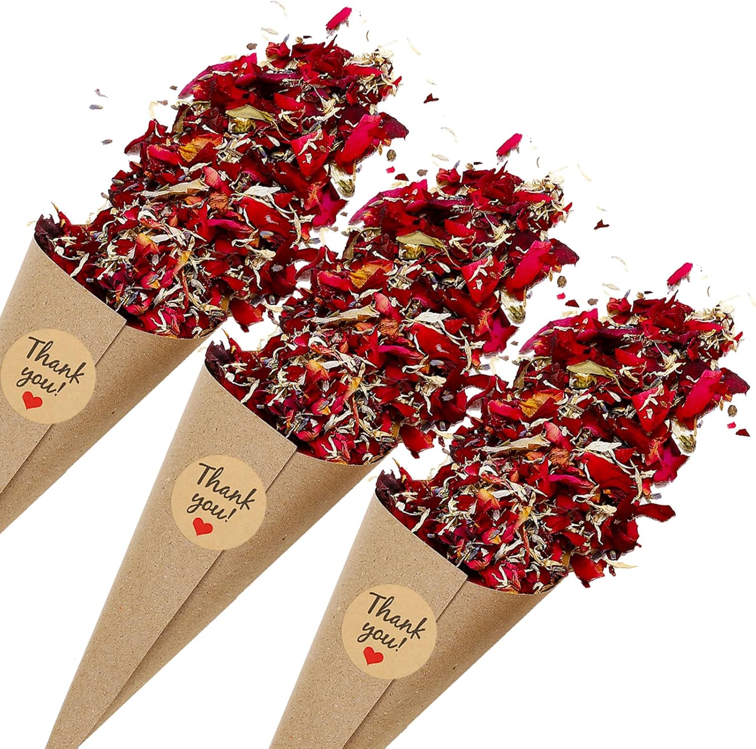 PATIKIL Dried Flower Confetti Cones Red 30Pcs