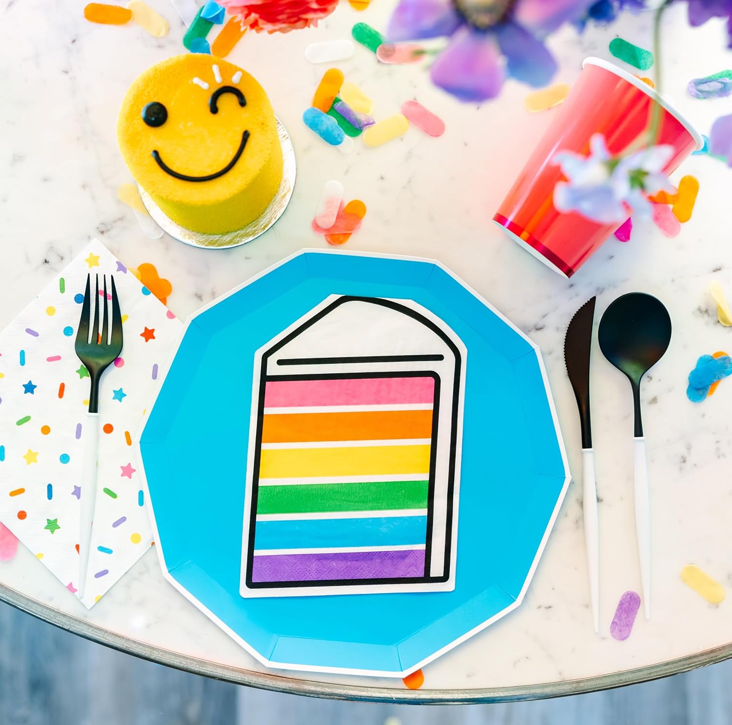 Sprinkles Smiles Rainbow Cake Slice Napkins Pack of 20