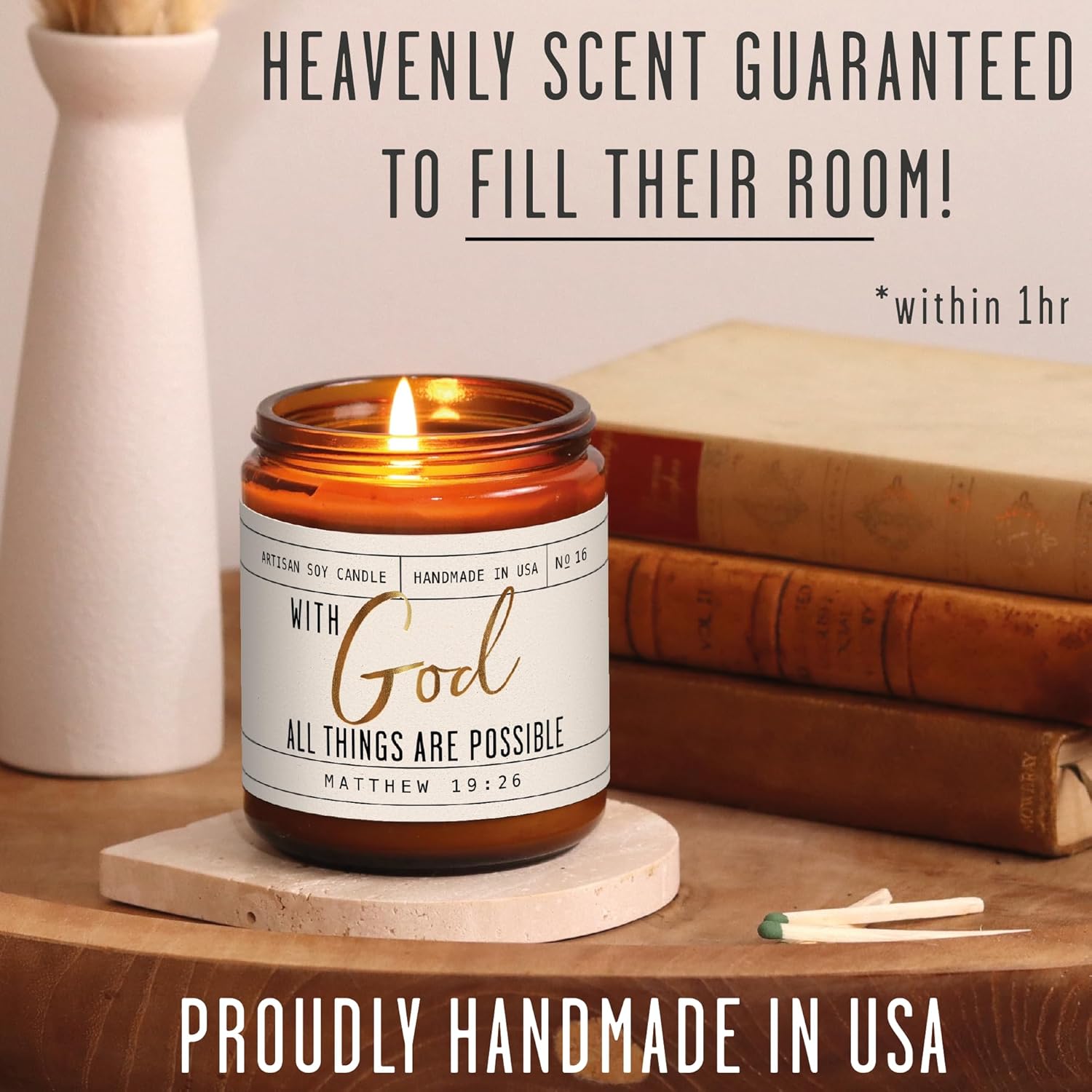With God Candle Christian Gift for Women USA Made