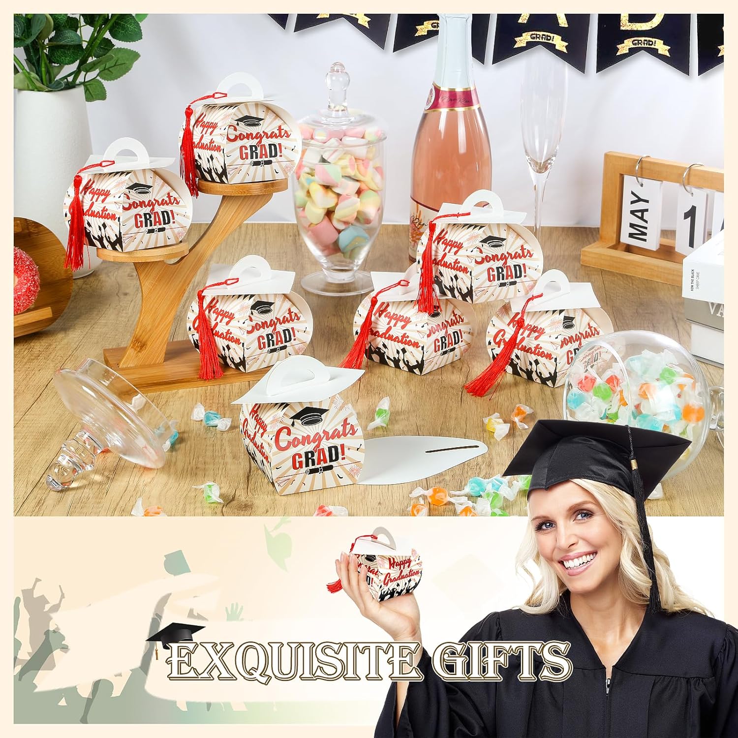 KPOSIYA Graduation Cap Candy Boxes 32 pcs