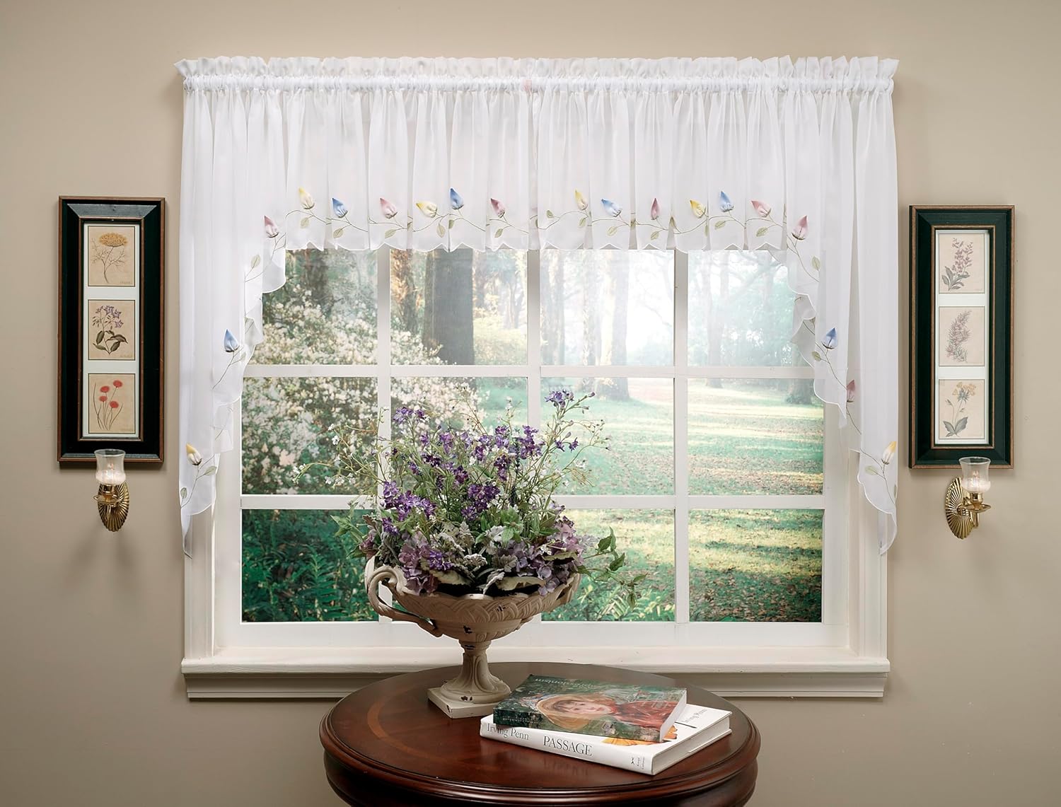 Todays Curtain Vineyard 3-D Appliqu Valance 38 White