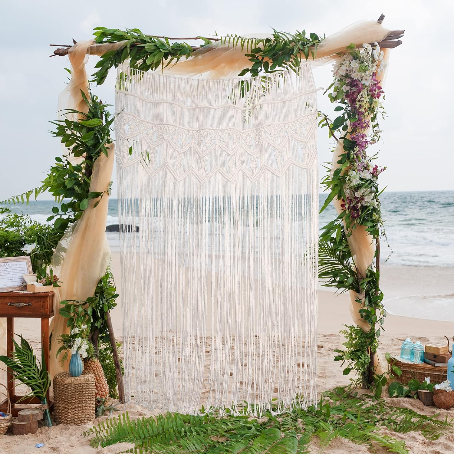 Macrame Curtain Large Wall Hanging Boho Decor 35x70 Inches