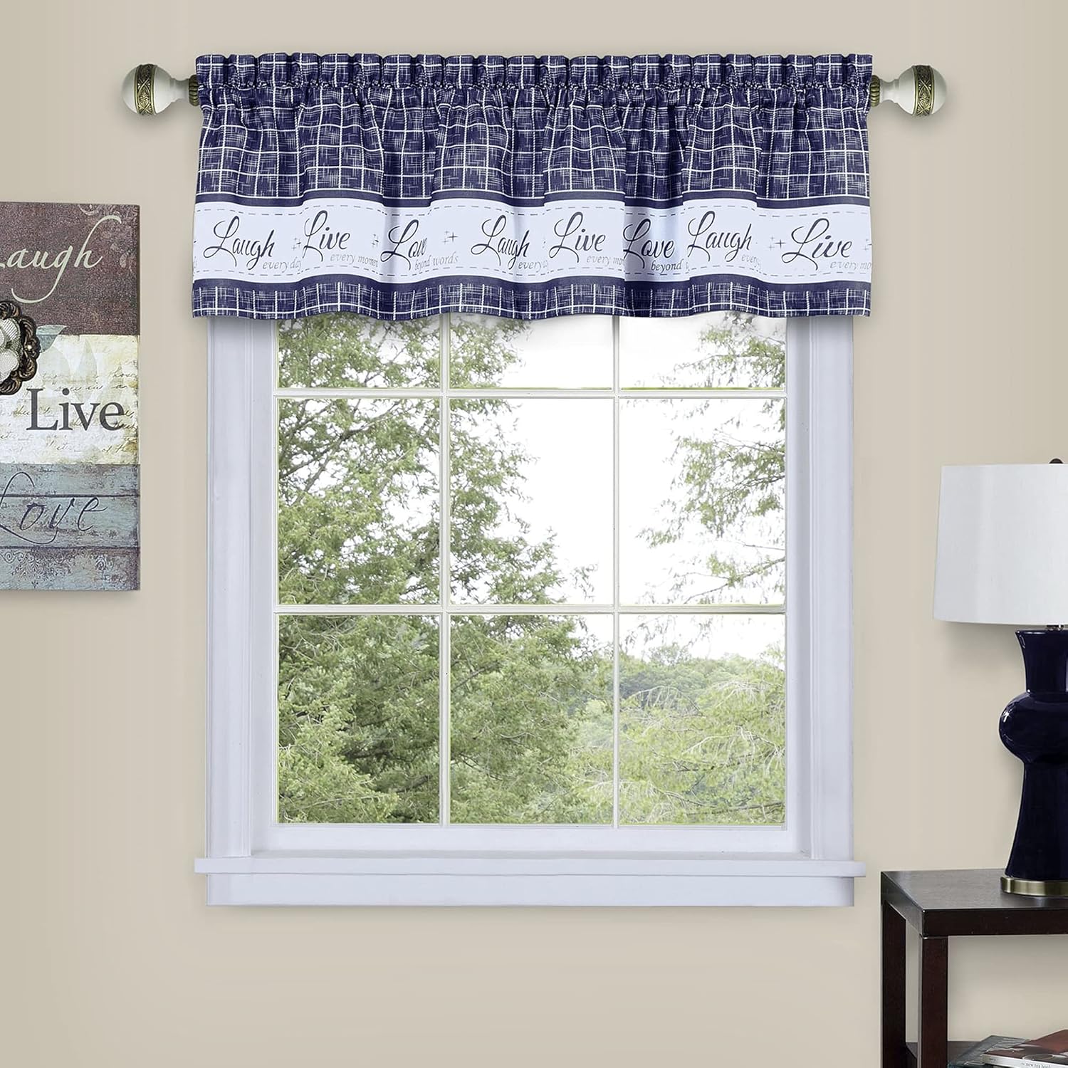 Soft Valance Window Curtains 58x14 Inch Navy