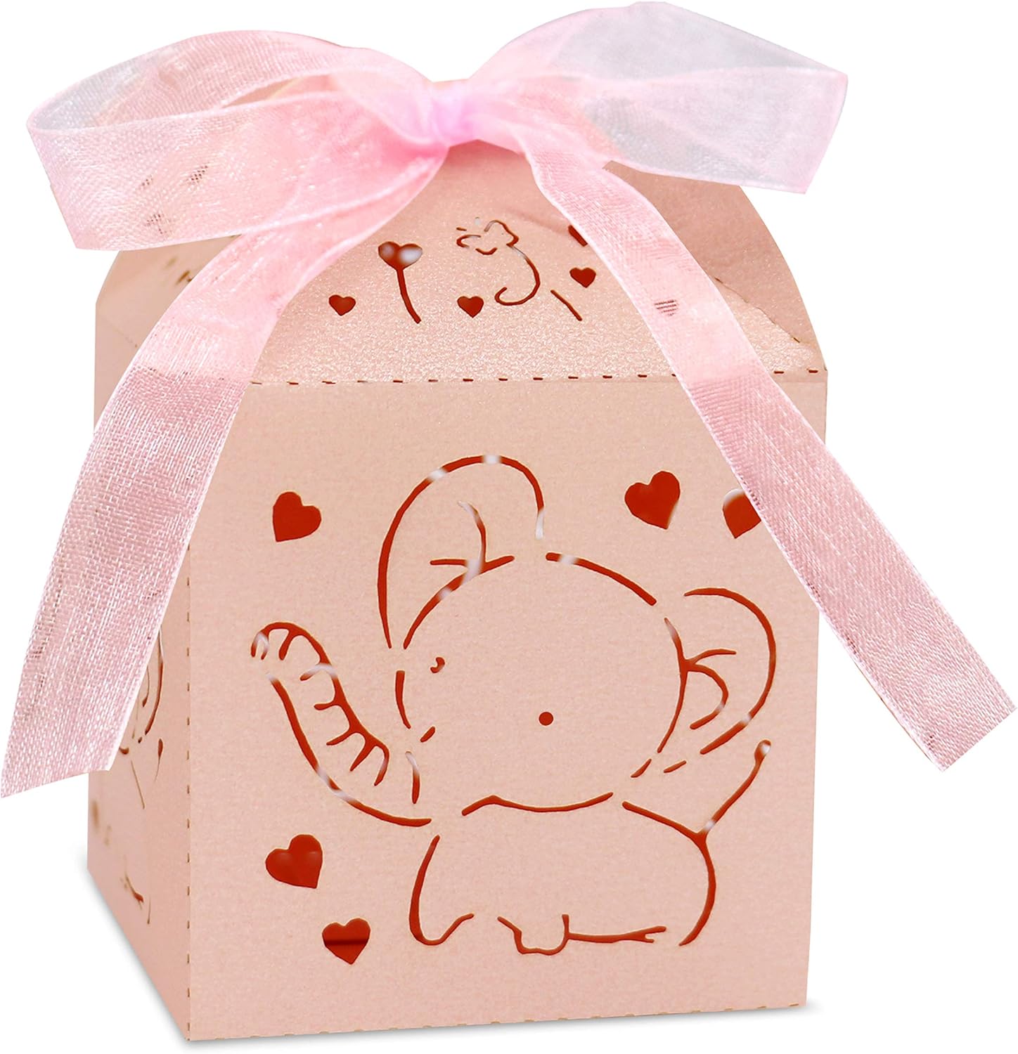 Kslong Pink Elephant Baby Shower Favor Boxes 50Pcs Set