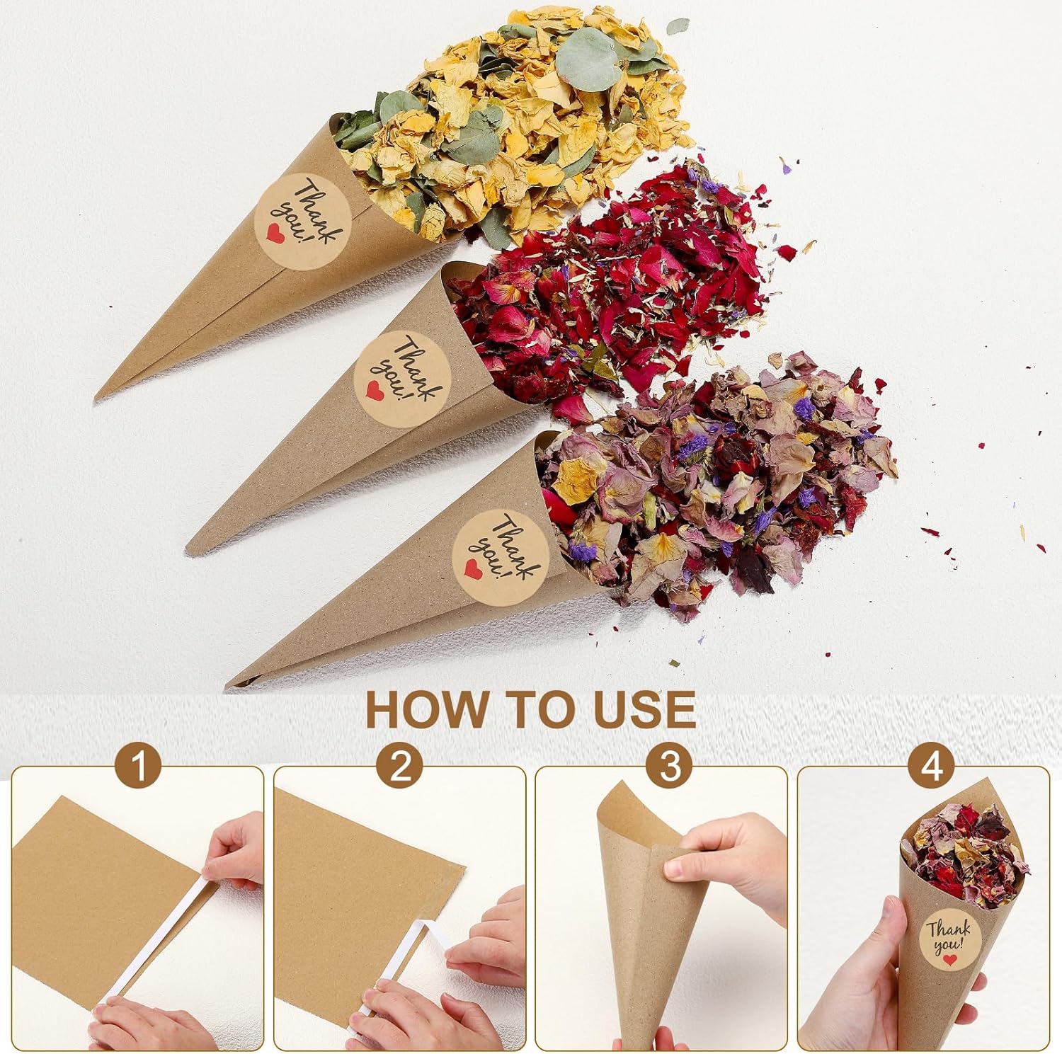 PATIKIL Dried Flower Confetti Cones Purple 30Pcs