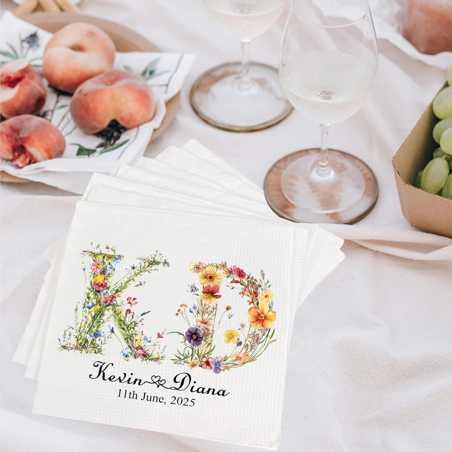 Custom Wedding Napkins - 15 to 1000 Count - Personalized Monogram Design