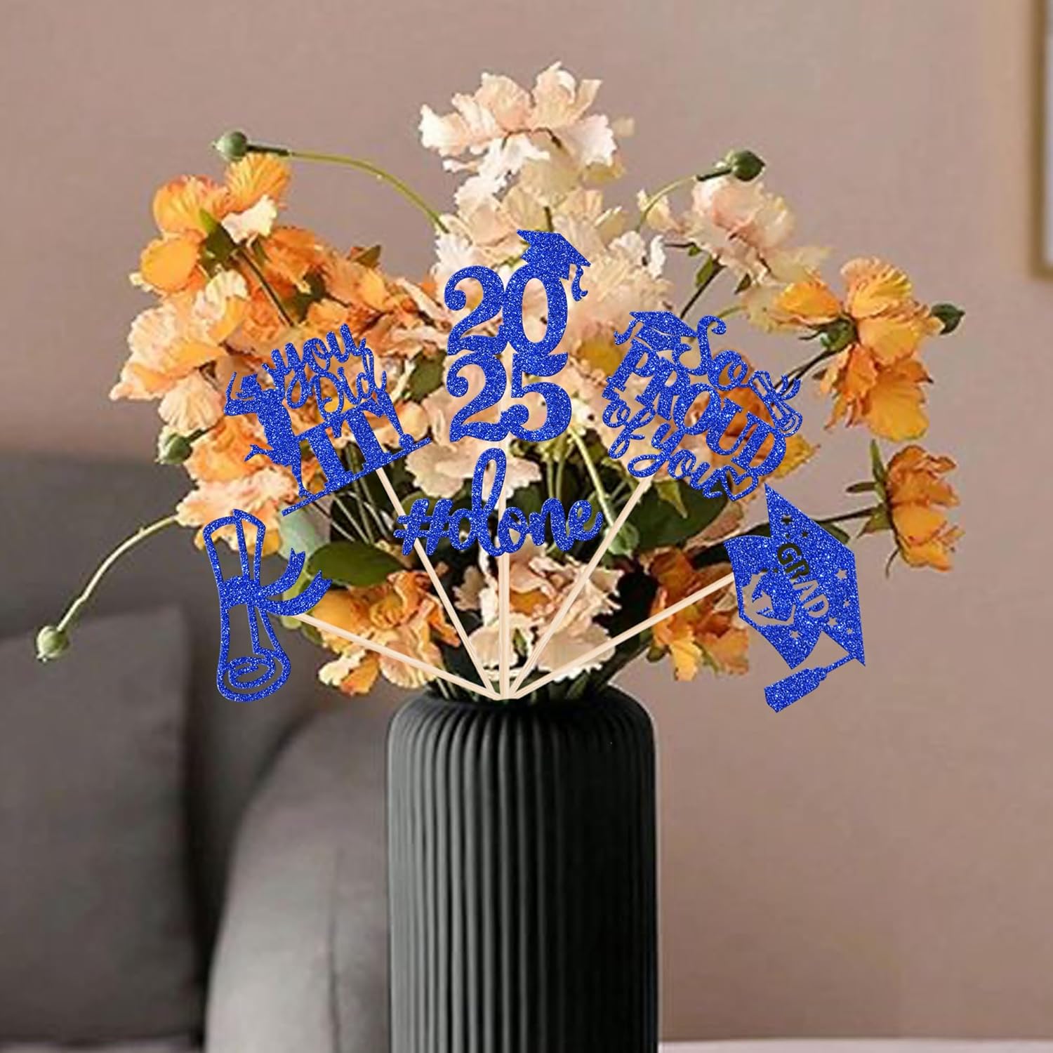 2025 Graduation Centerpiece Sticks Glitter Blue