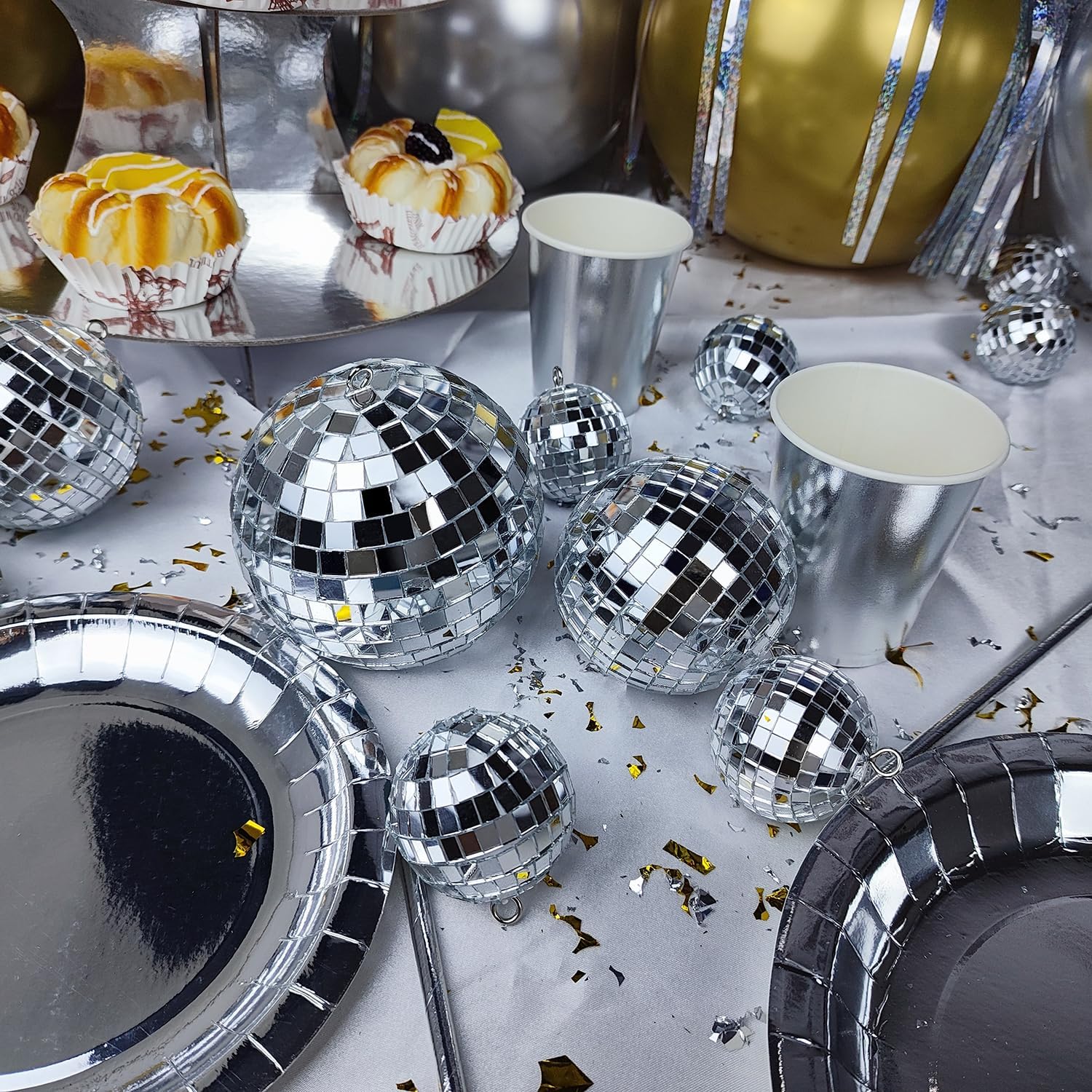 54 Pcs Mini Silver Disco Balls for Party Decor