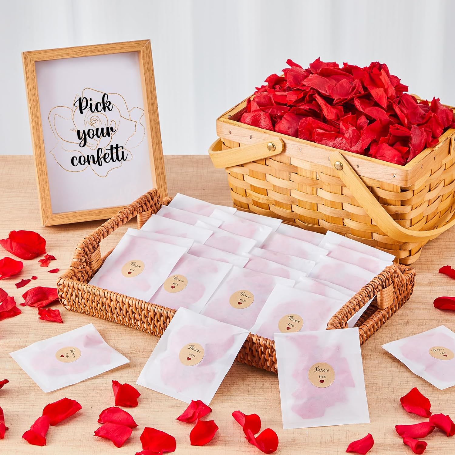 Suncalla Biodegradable Confetti Red Rose Petals 60 Pcs Wedding Decor