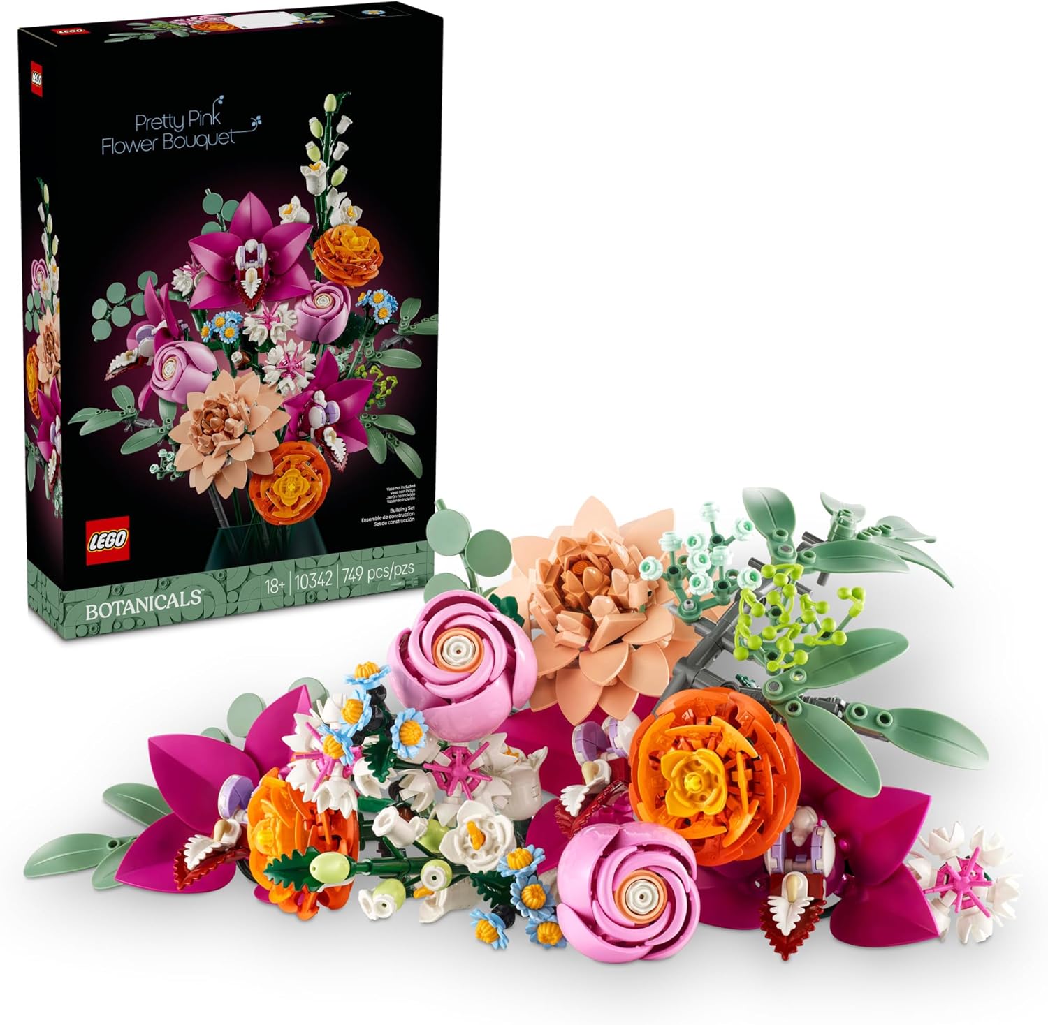 LEGO Botanicals Pretty Pink Flower Bouquet Building Set for Adults