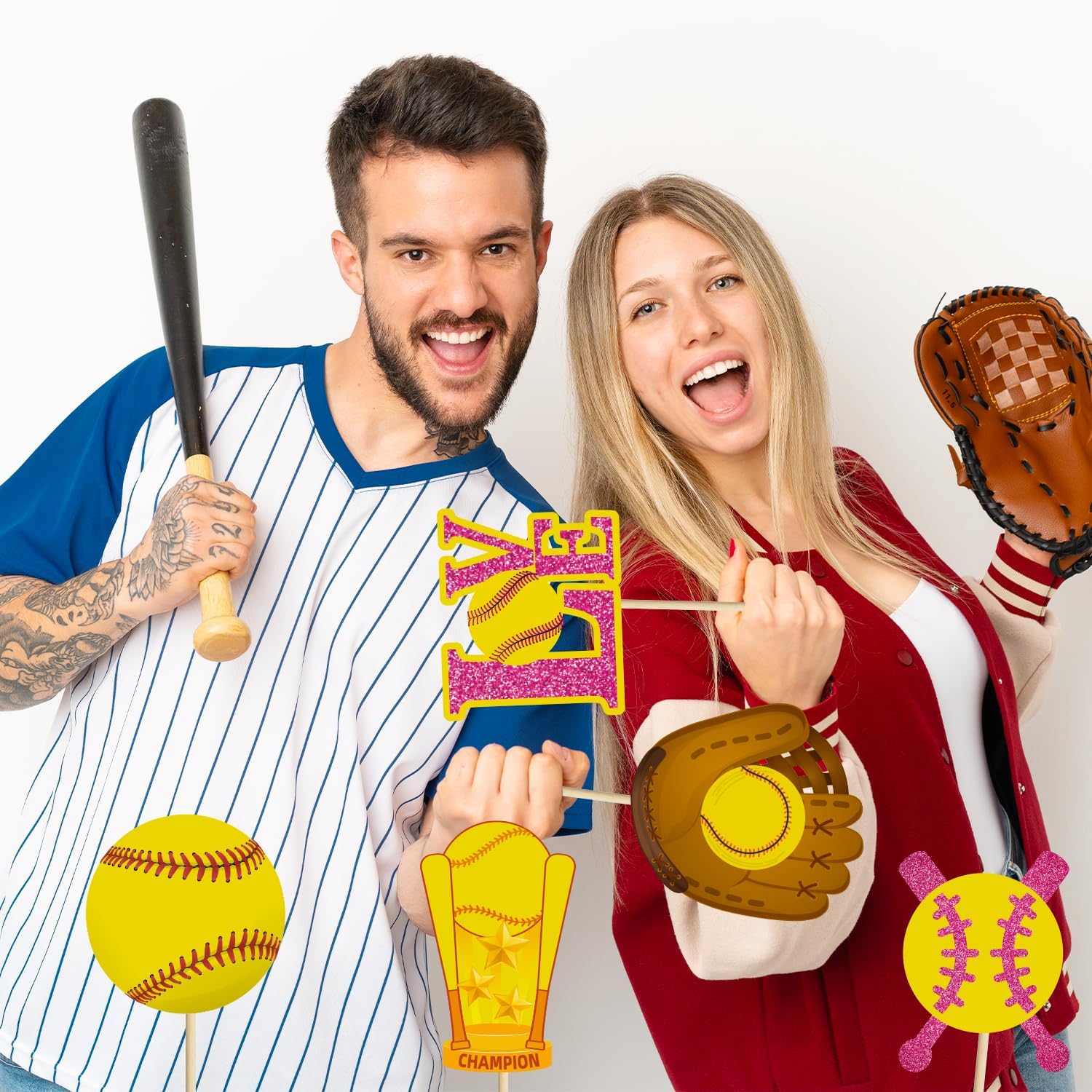 Softball Themed Photo Booth Props Set for Birthday Parties